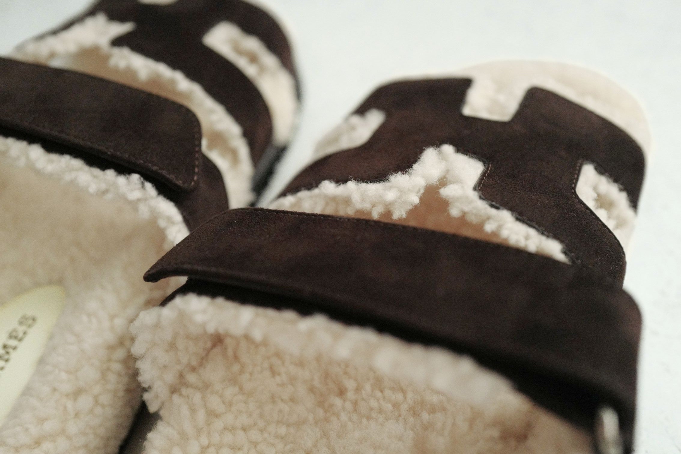 BNIB HERMÈS Chypre Sandals Goat Skin Suede Marron Ébène/Écru Size 38