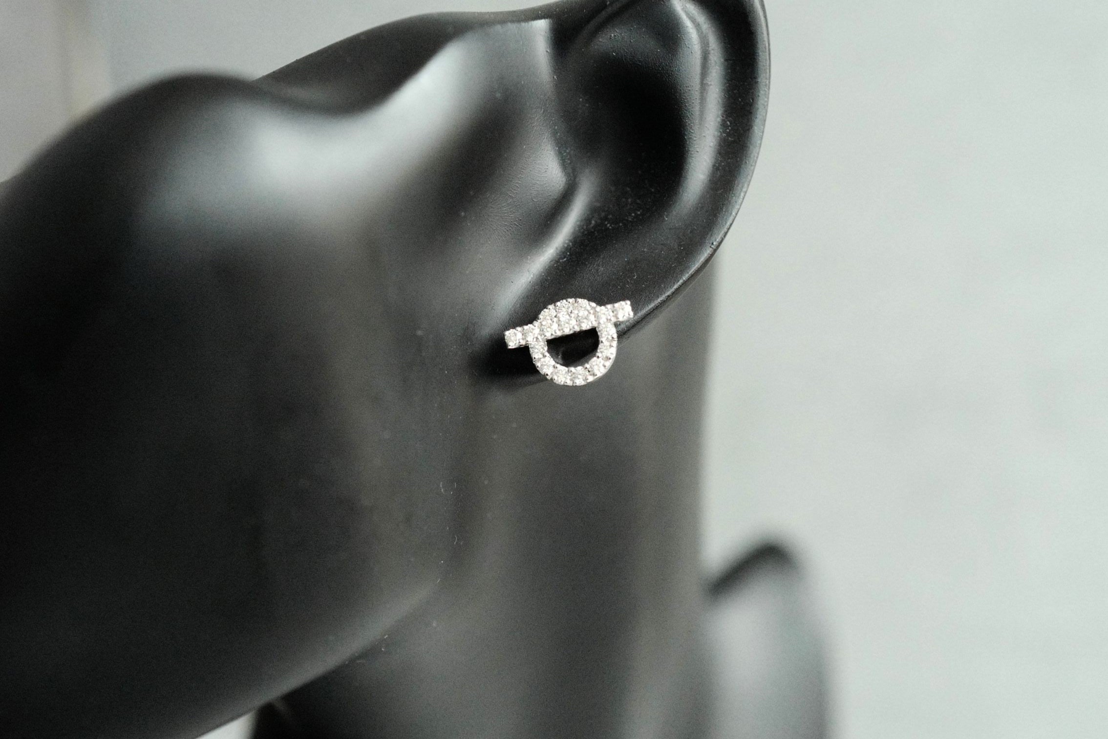 BNIB Hermes Finesse Earrings White Gold With Diamonds $11K Retail