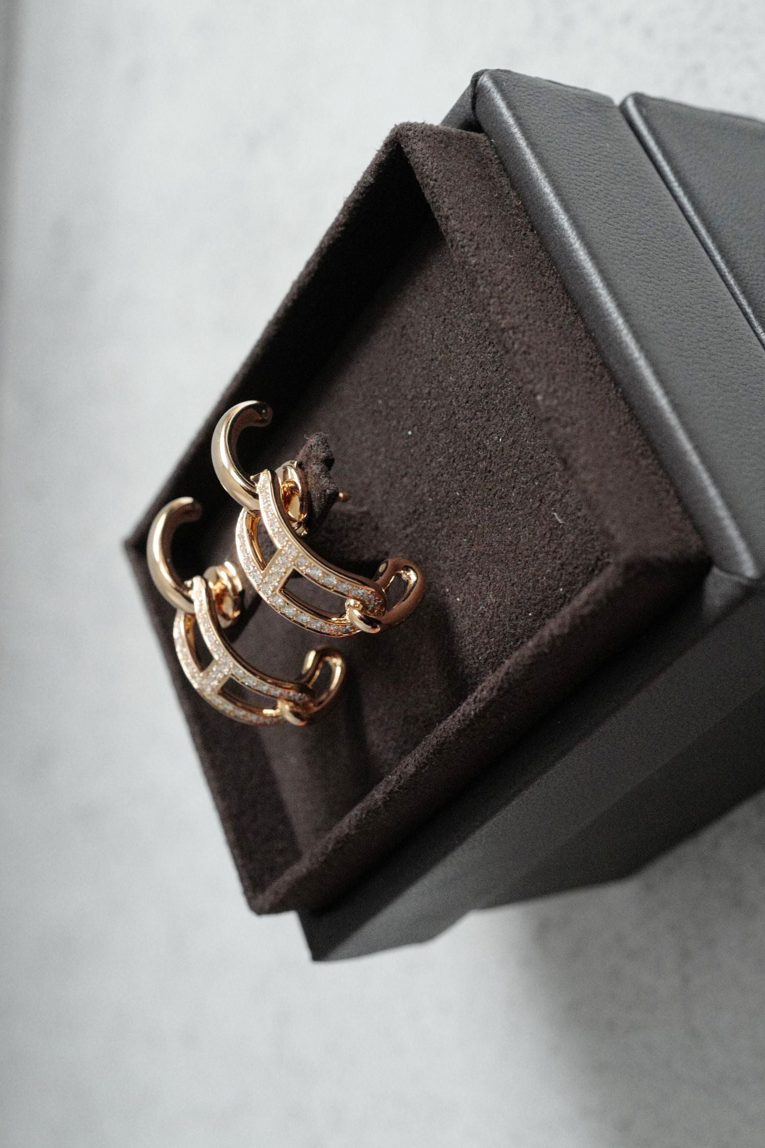 Hermès Adage Earrings 18K Rose Gold 62 Diamond Pavé