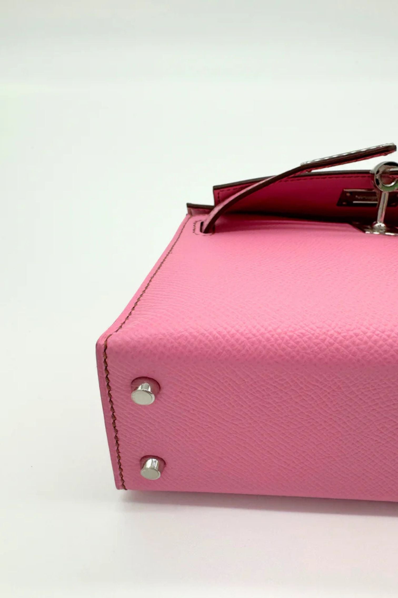 Hermes Mini Kelly 5P Bubblegum Pink Epsom Leather Palladium Hardware