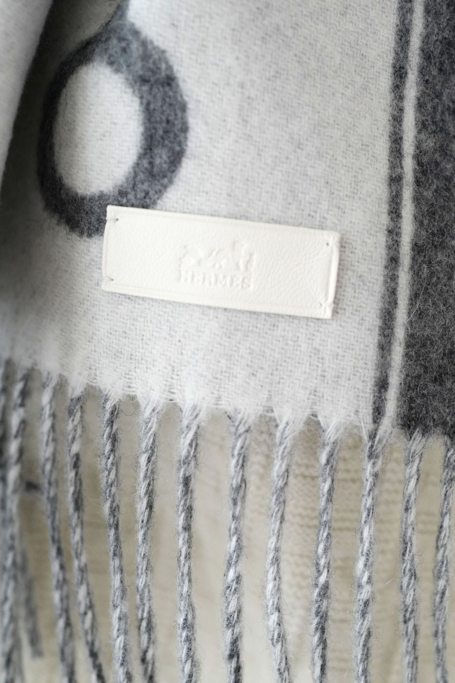 Hermès Casaque Mors Cashmere Scarf in Ivoire Gris Flanelle
