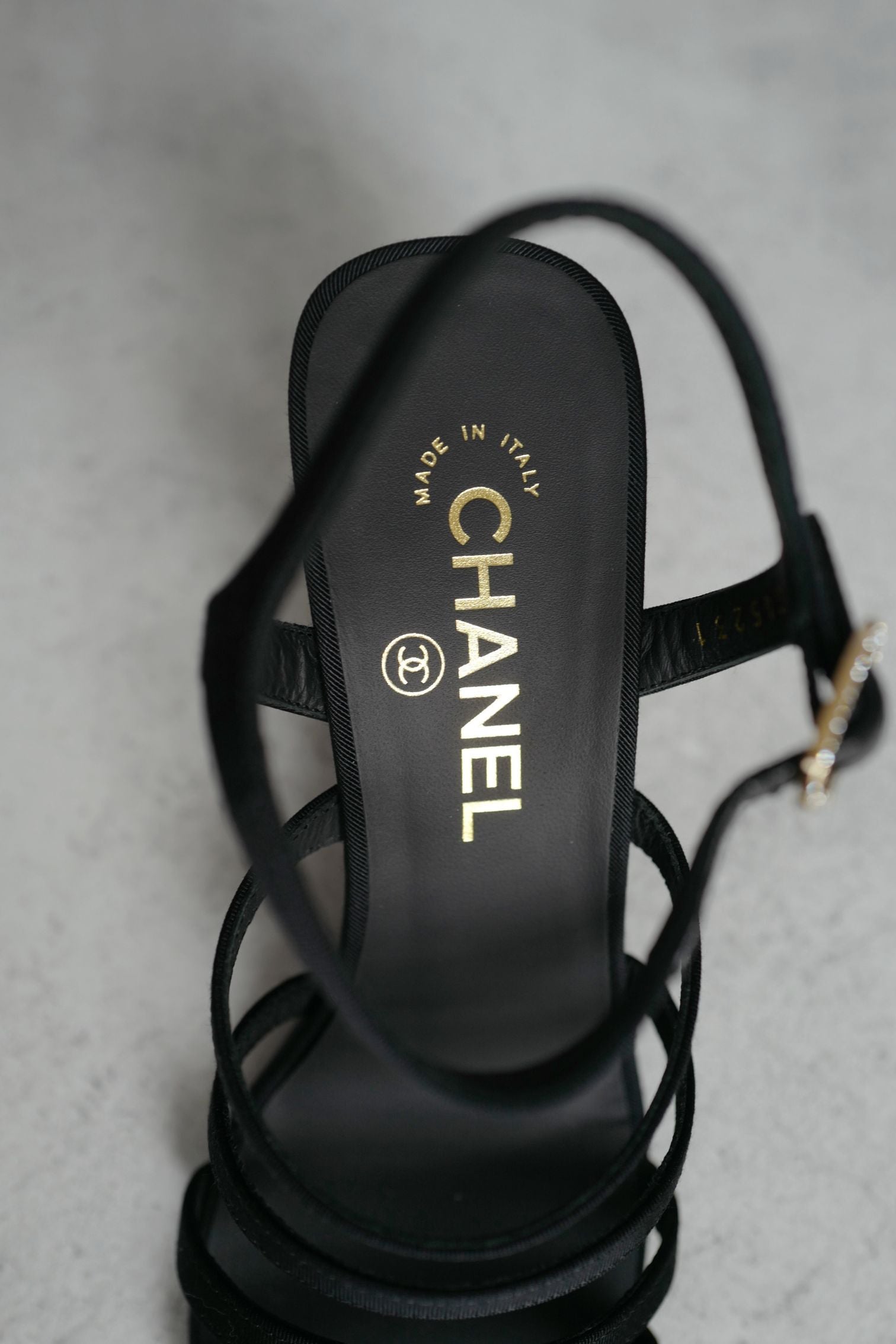 BNIB Chanel 24B Strappy Heels in Black with Crystals Rhinestone Heels size 38