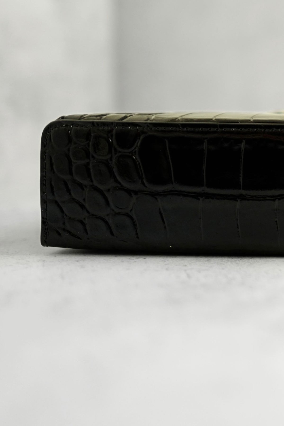Chanel 26K Matthieu Blazy's Vanity with Chain Croc Embossed Black Calfskin Leather GHW