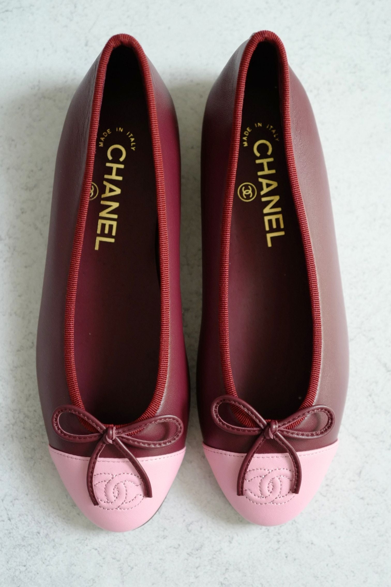 Chanel 26S Matthieu Blazy's Ballet Flats Burgundy Pink Lambskin Size 36C