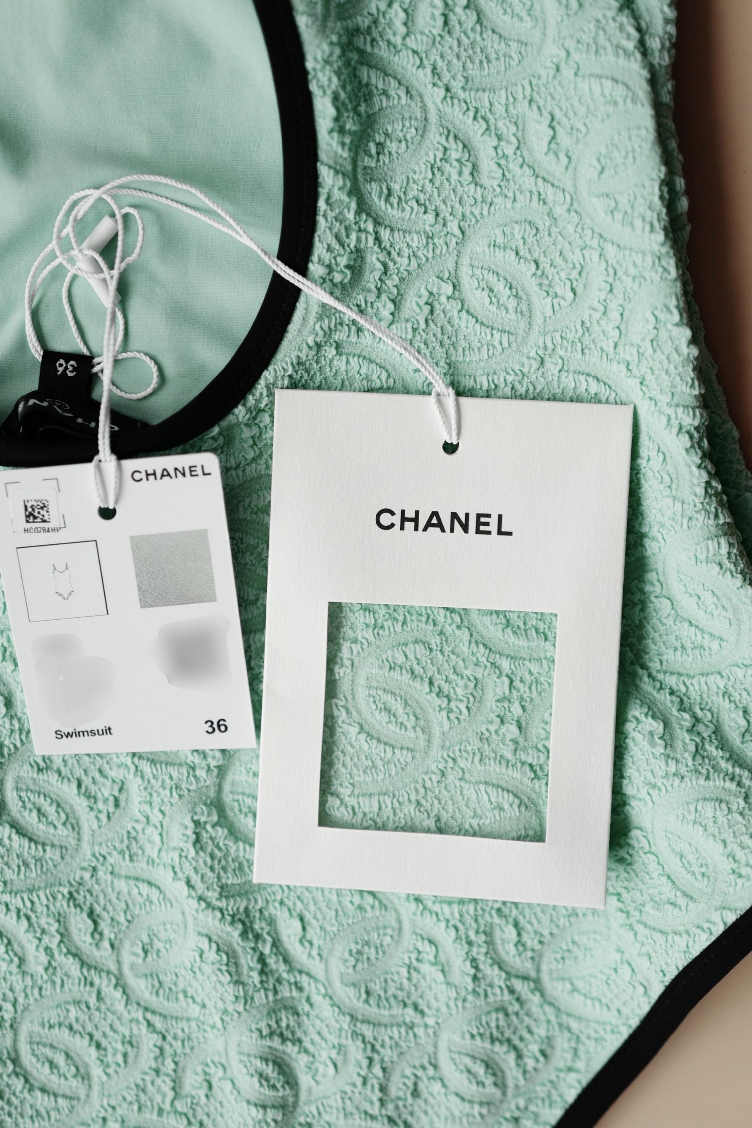 Chanel 26M Coco Beach Swimsuit Vert Stretch Jersey Size 36