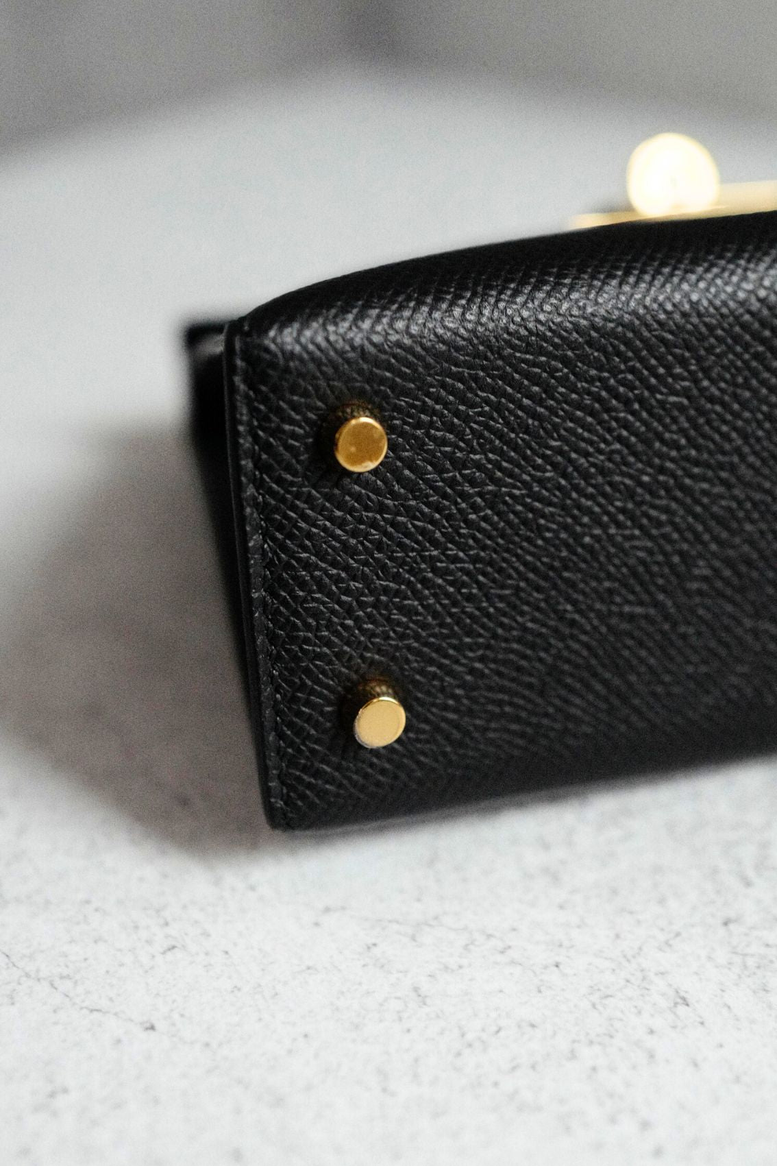 BNIB Hermès Mini Kelly 20 Black Epsom Leather with Gold Hardware Stamp W