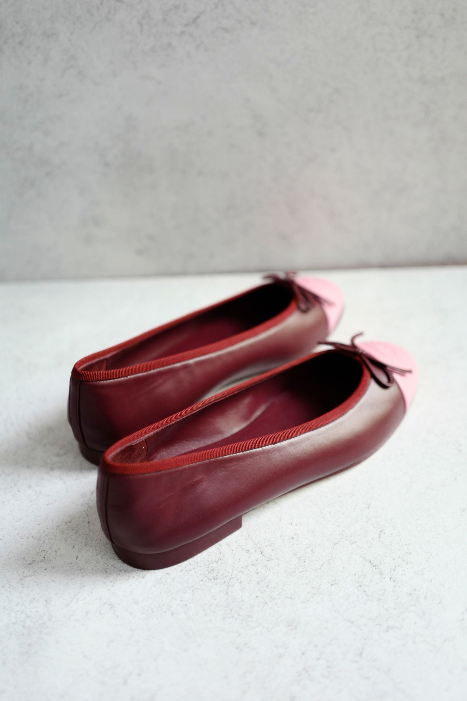 Chanel 26S Matthieu Blazy's Ballet Flats Burgundy Pink Lambskin Size 38