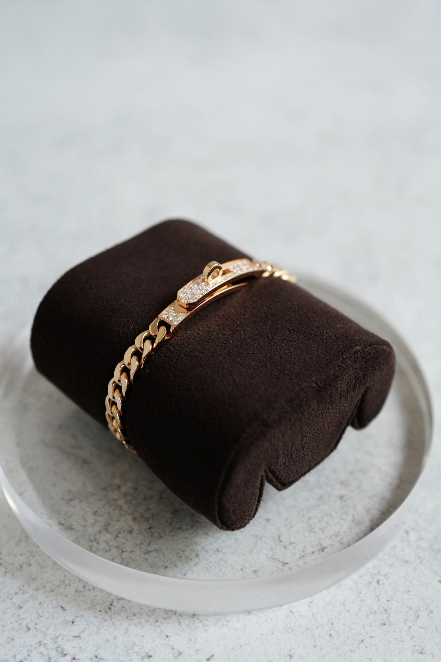 Hermès Kelly Gourmette Bracelet SH Small Model Rose Gold with 41 Diamonds