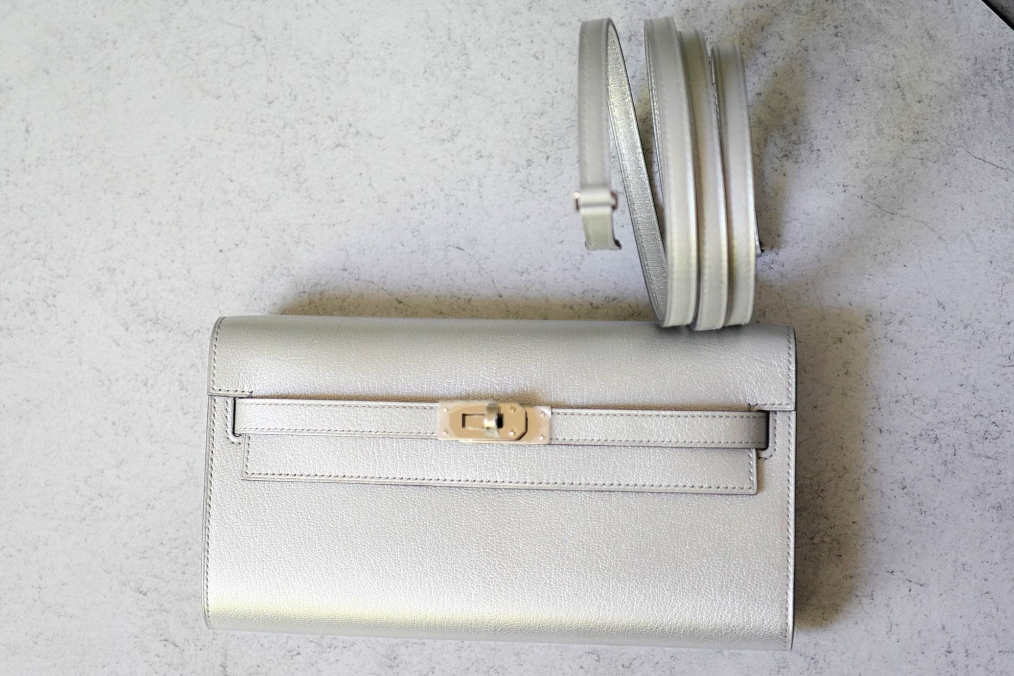 Hermès Kelly To Go Wallet Dore Argent Silver Metallic Chamkilight Goatskin 2026