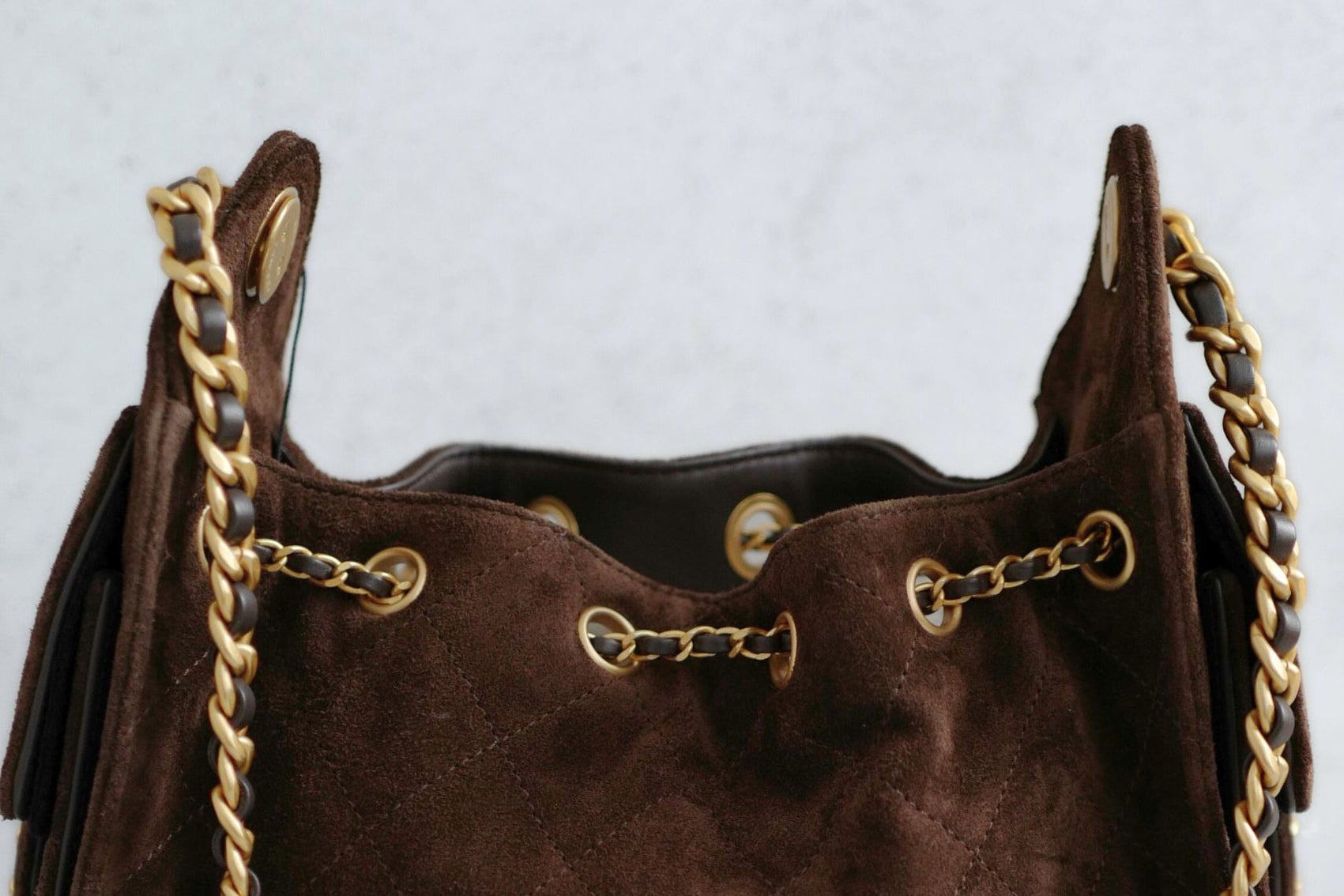 NEW Chanel 26C Mini Hobo Dark Brown Suede Gold Hardware