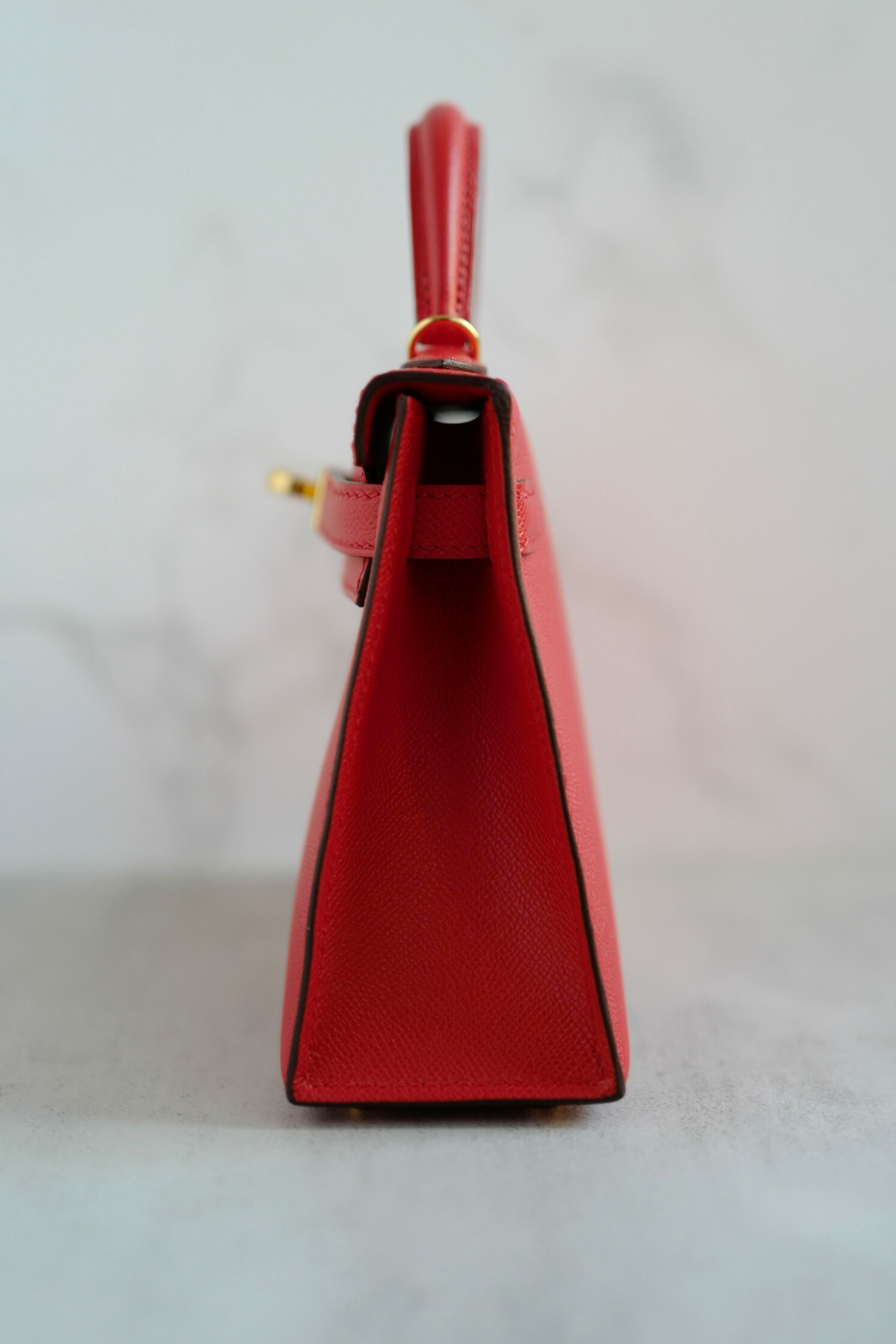 Hermès Mini Kelly Rouge De Coeur Madame Leather Gold Hardware Stamp K