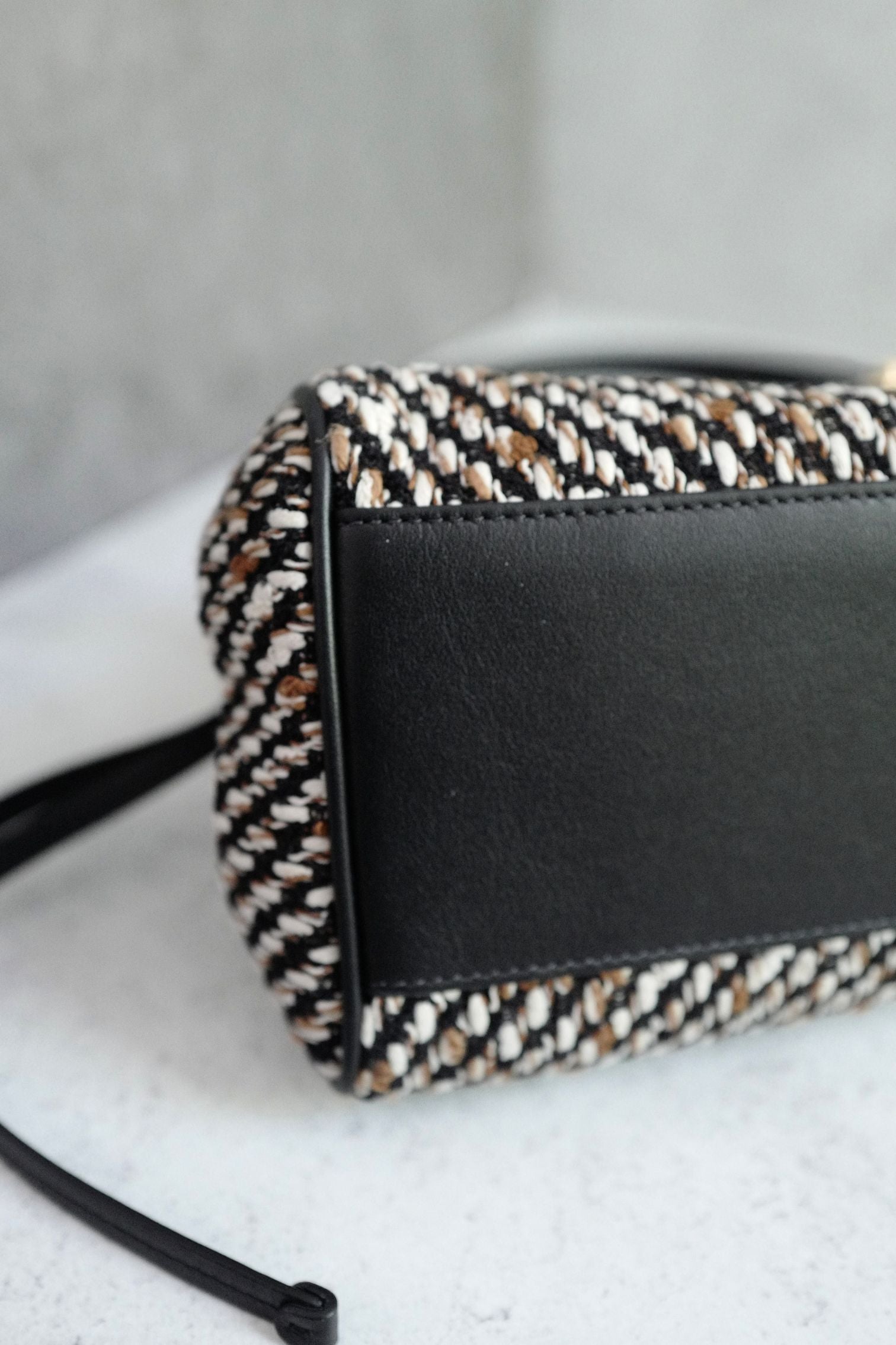 Chanel 26S Small Shopping Bag Matthieu Blazy Black Ecru Wool Gold Hardware