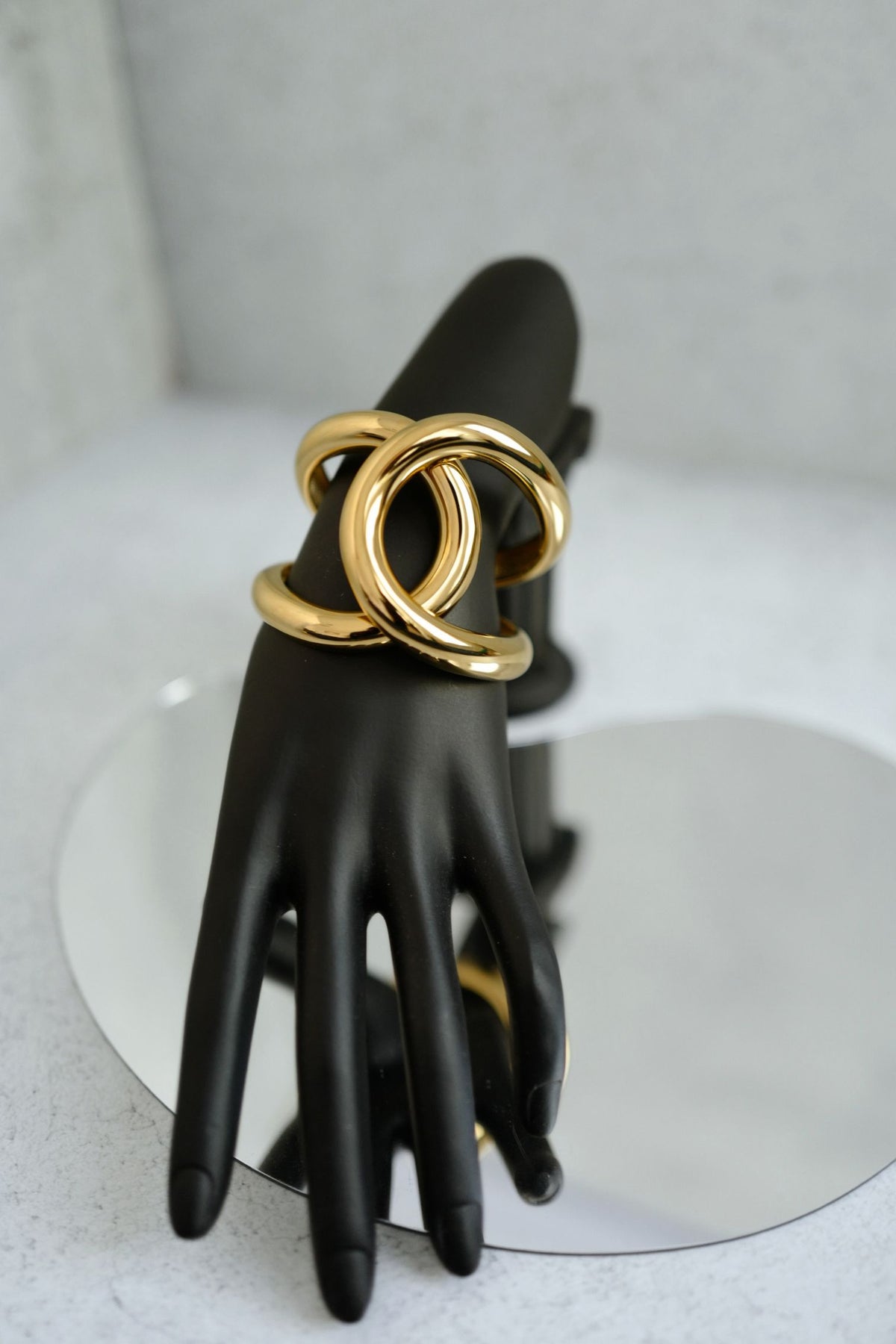 NEW Chanel 26K Cuff Bracelet Metal Gold Interlocking CC Logo