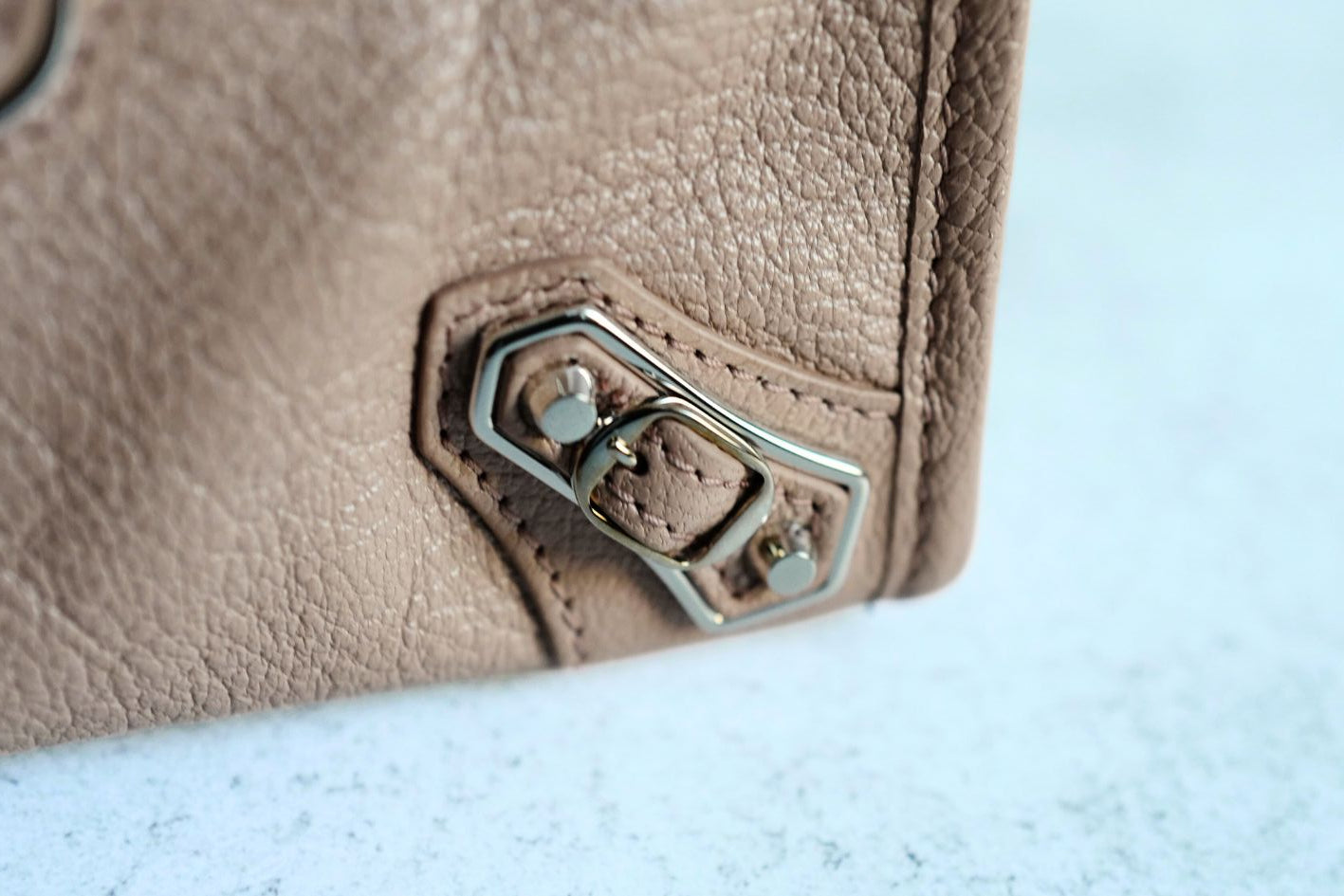 Balenciaga Nano City In Rose Sable Beige Nude Color With Metalic Edge