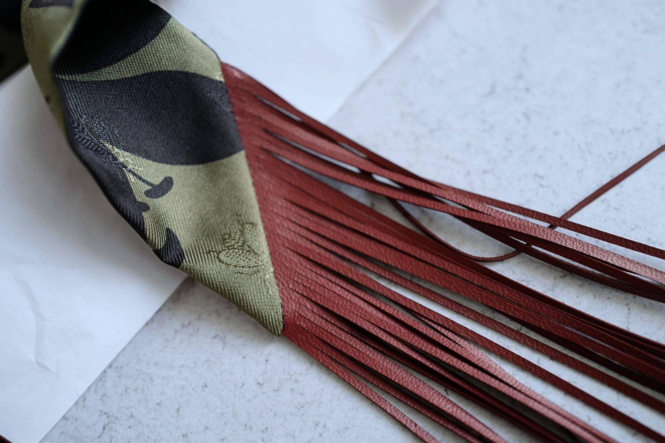 Hermès Twilly Bouquet Final Silk Noir/Vert Loden/Rouge H with Leather Fringe