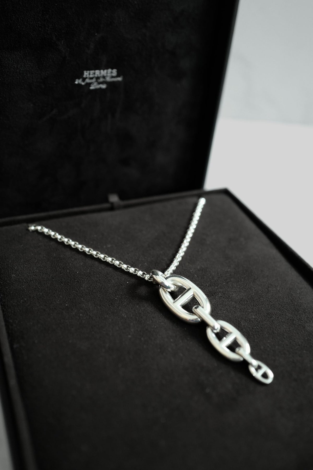 Hermes Chaine d'ancre  Necklace Silver Enchainee pendant