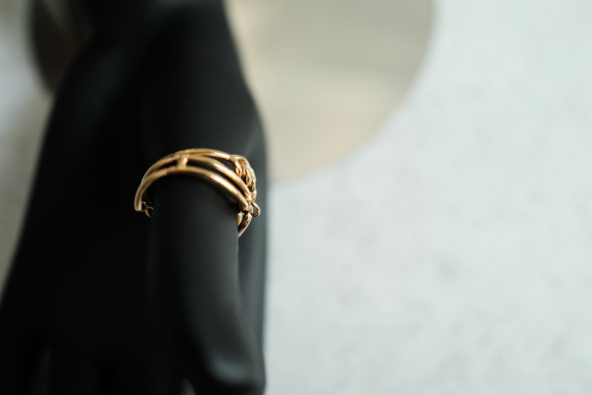 NEW Hermès Mix and H Ring 18K Rose Gold Diamond Size 54