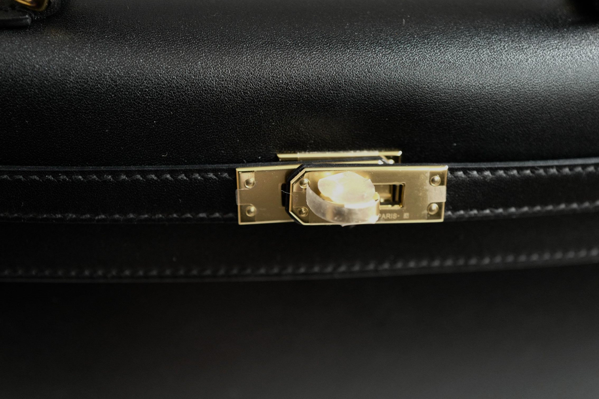 Hermes Kelly 25 Black Tadelakh Sellier Gold HW Complete Original Receipt NEW