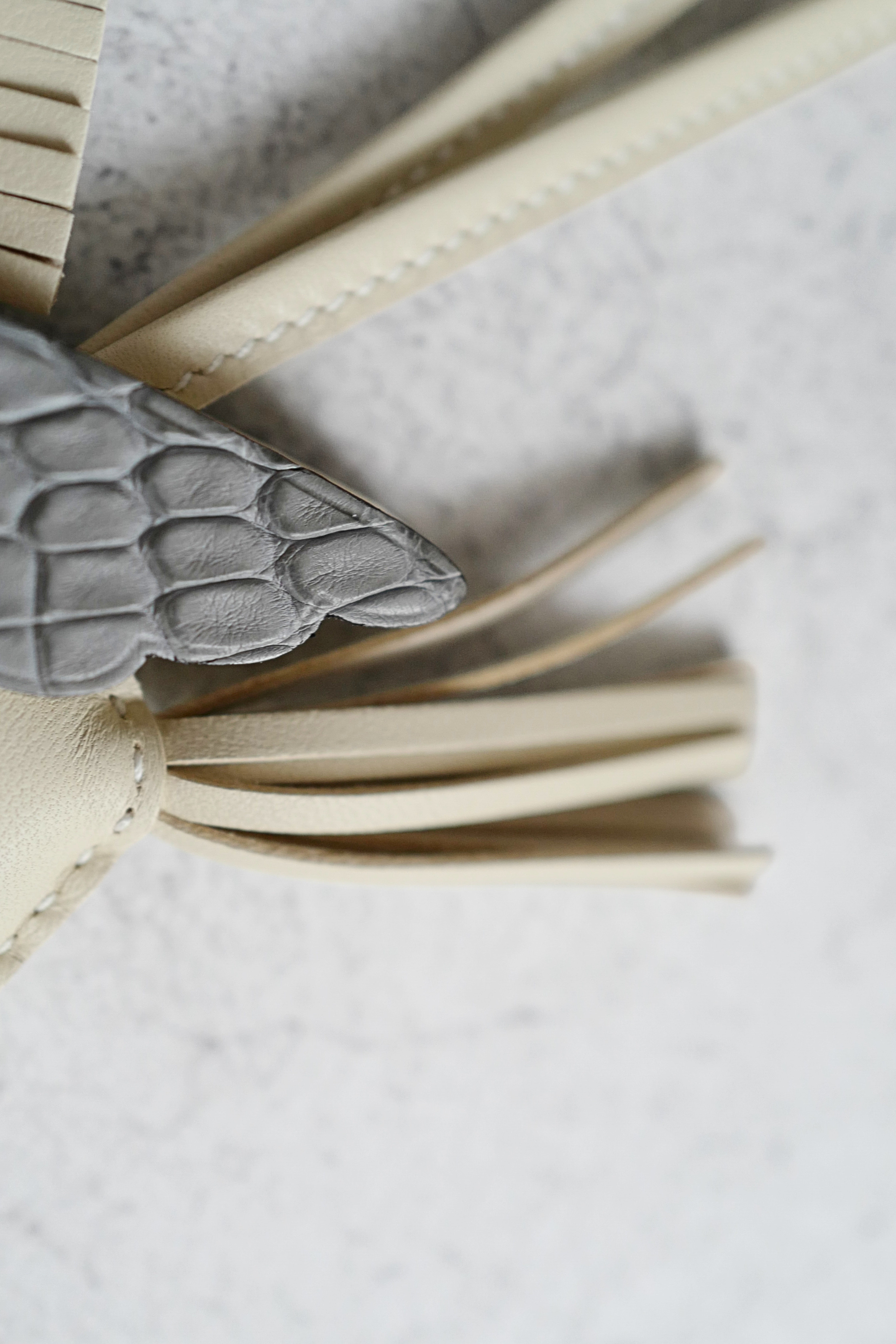 Hermès Rodeo PM Pegase Touch Bag Charm Craie Milo Lambskin & Gris Matte Alligator