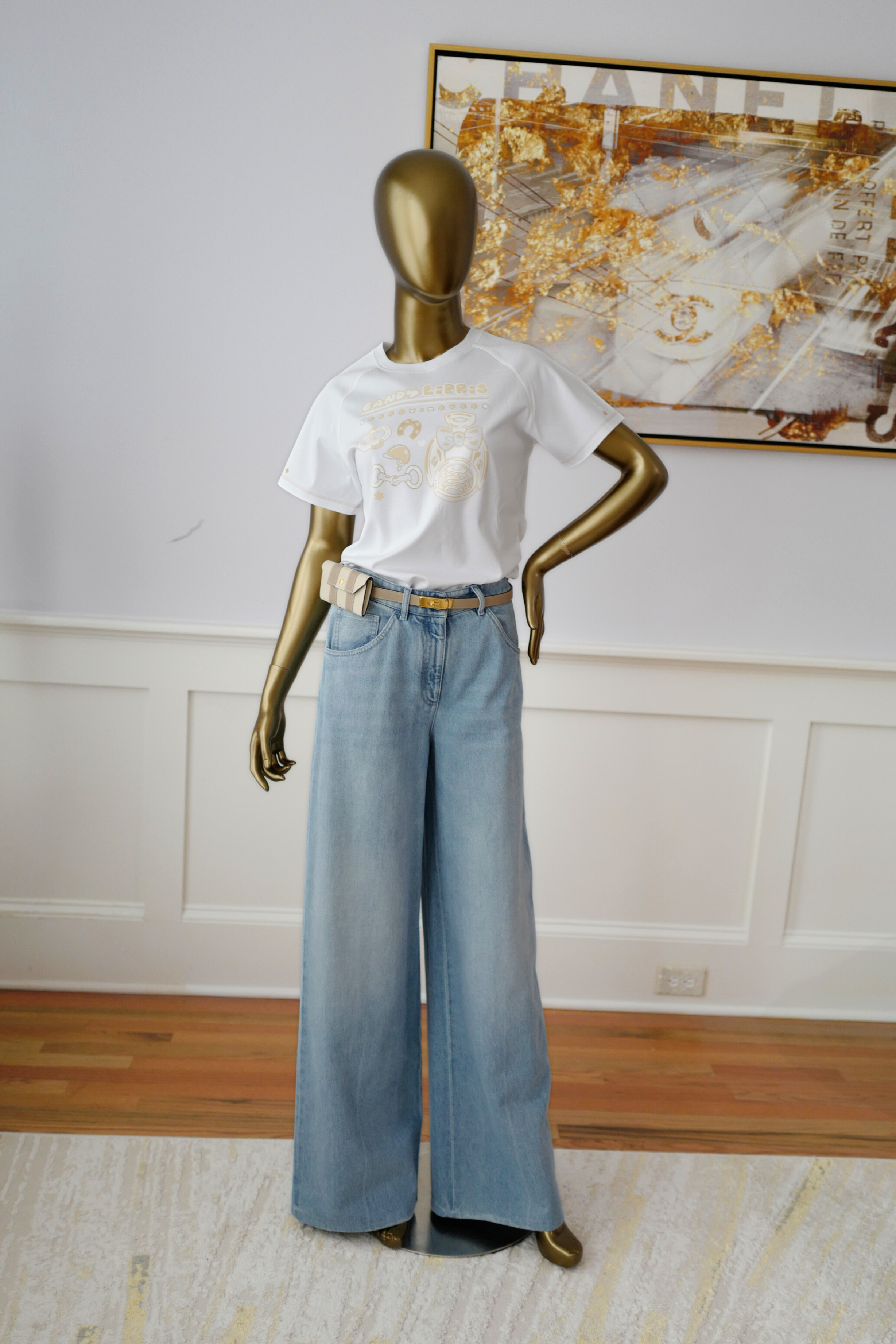 NEW Hermès Candy Libris Print T-Shirt White Cotton Size 38