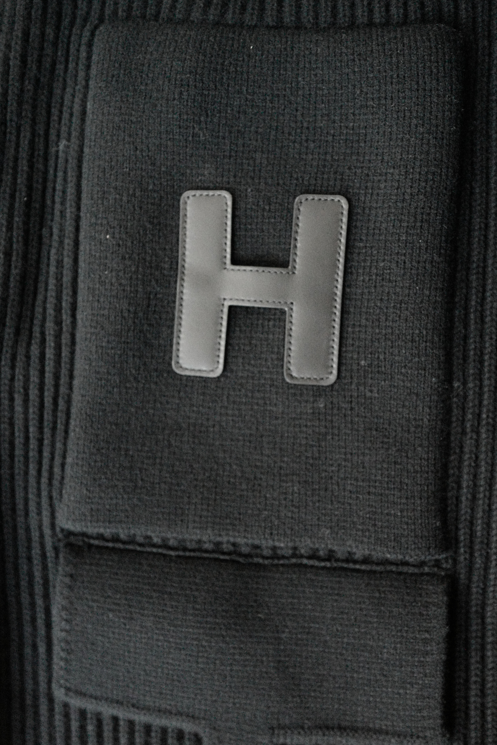 NEW Hermès Blouson Cardigan Jacket Black Wool with H Pockets Size 38