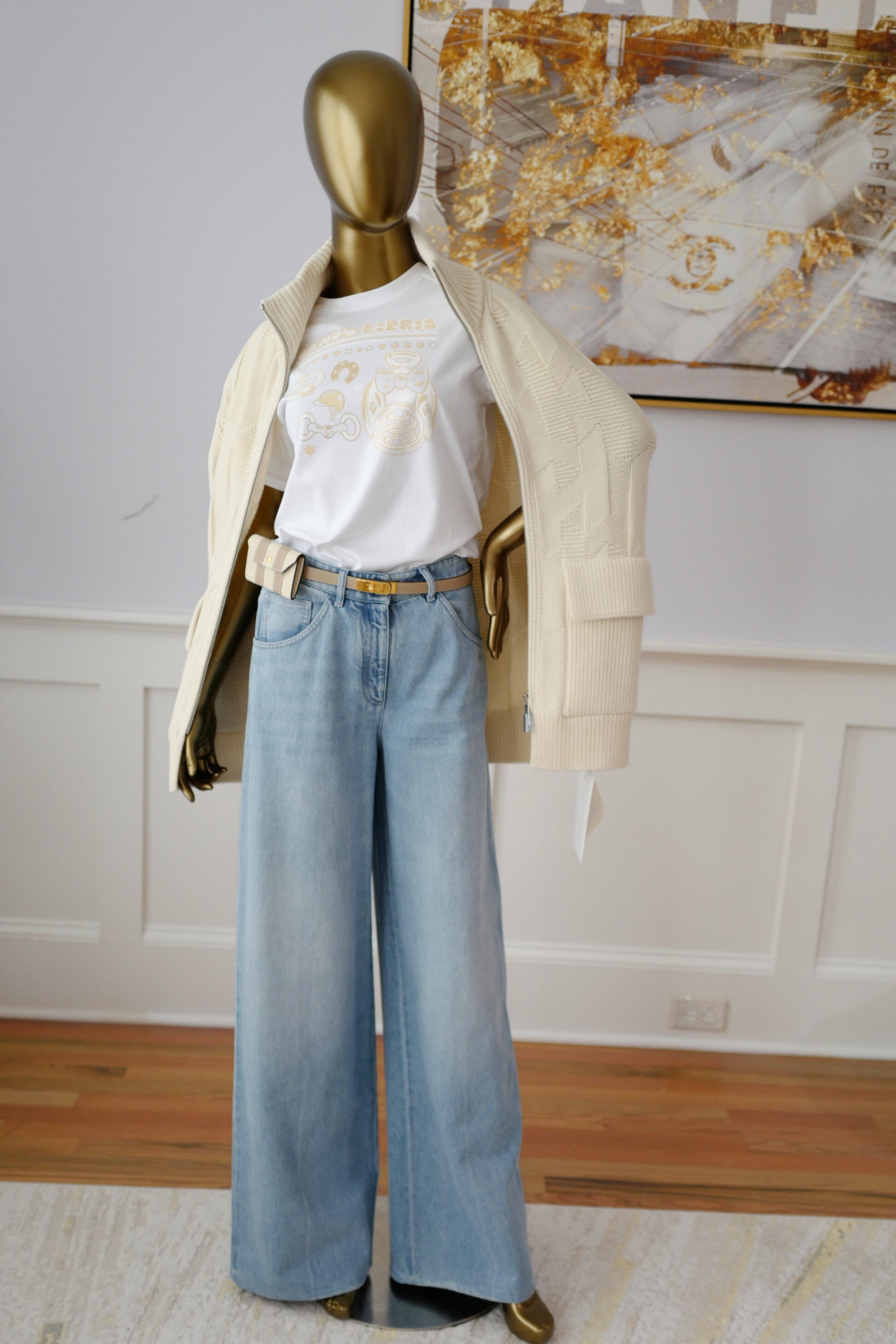 NEW Hermès Candy Libris Print T-Shirt White Cotton Size 38