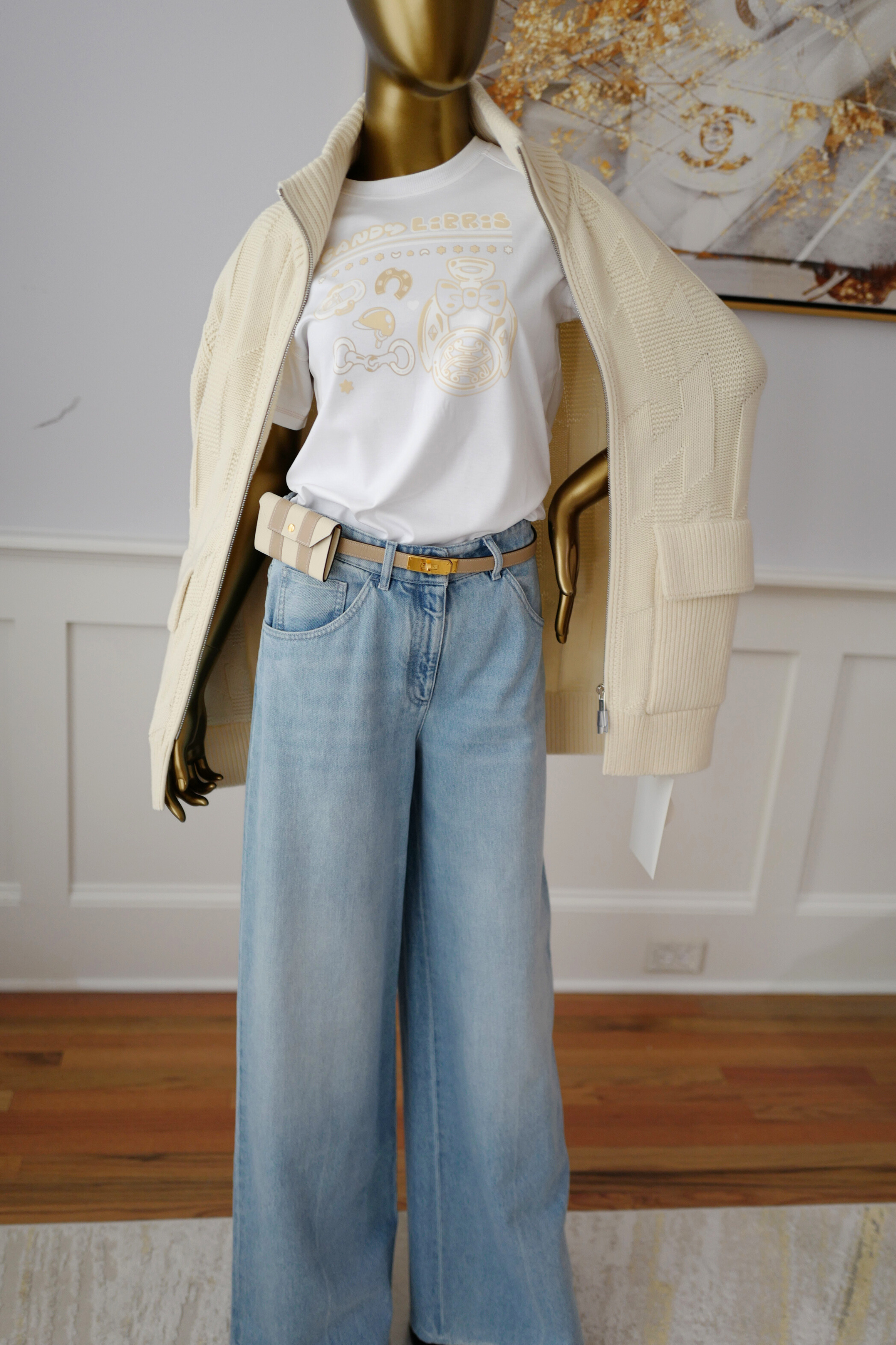 NEW Hermès Candy Libris Print T-Shirt White Cotton Size 38