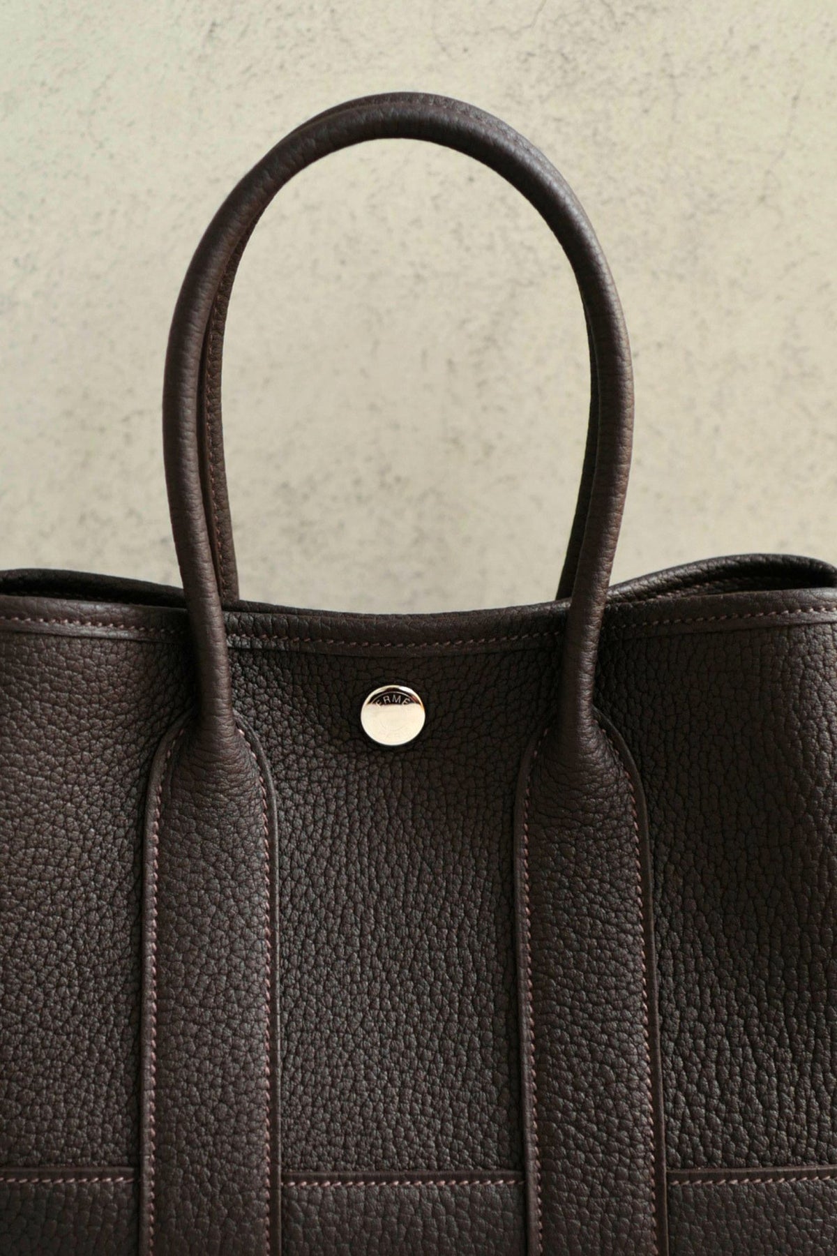 BNIB Hermes Mini Garden Party Neo 23 Bai Brun in Negonda Calfskin PHW G stamp