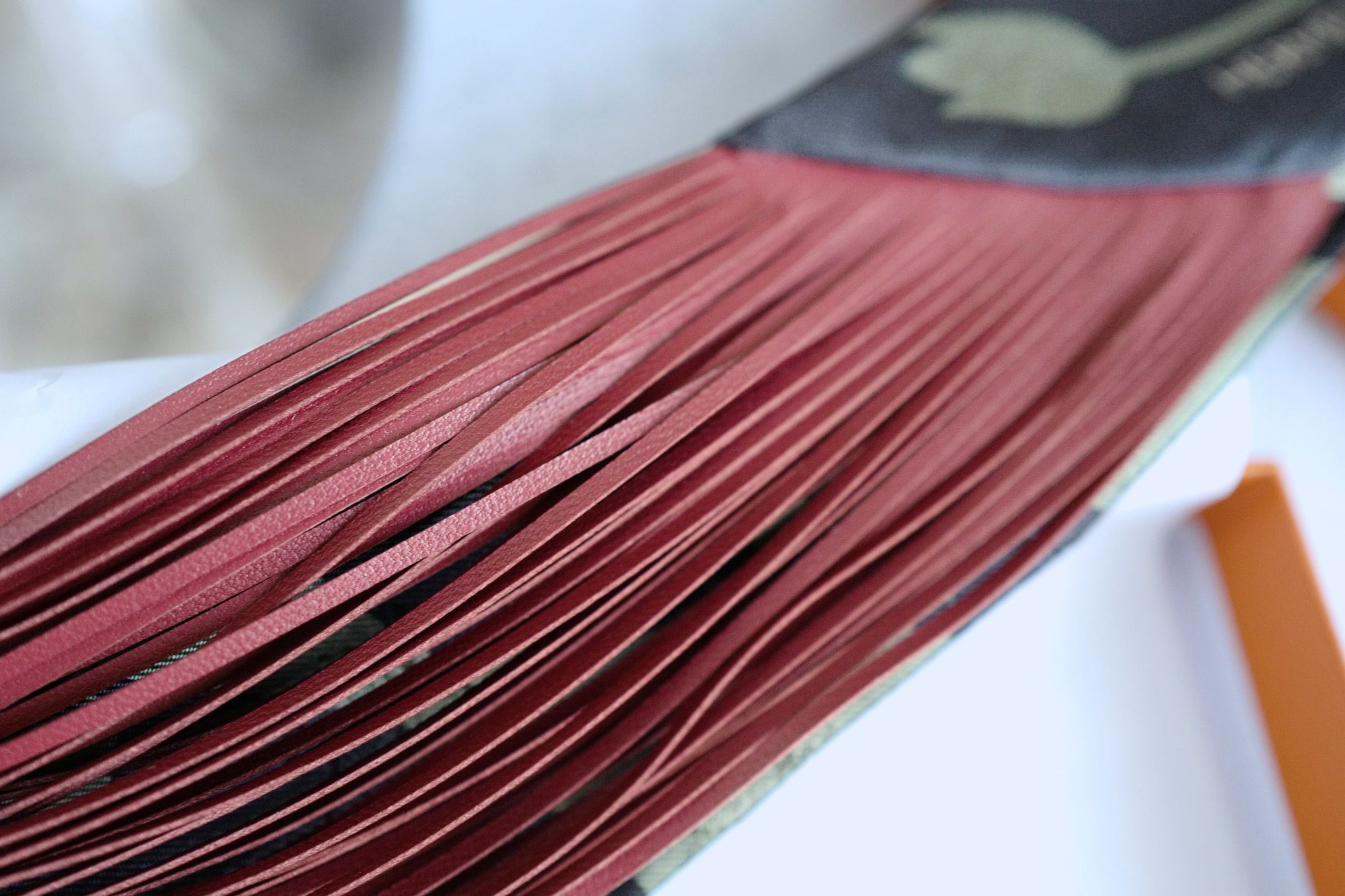 Hermès Twilly Bouquet Final Silk Noir/Vert Loden/Rouge H with Leather Fringe