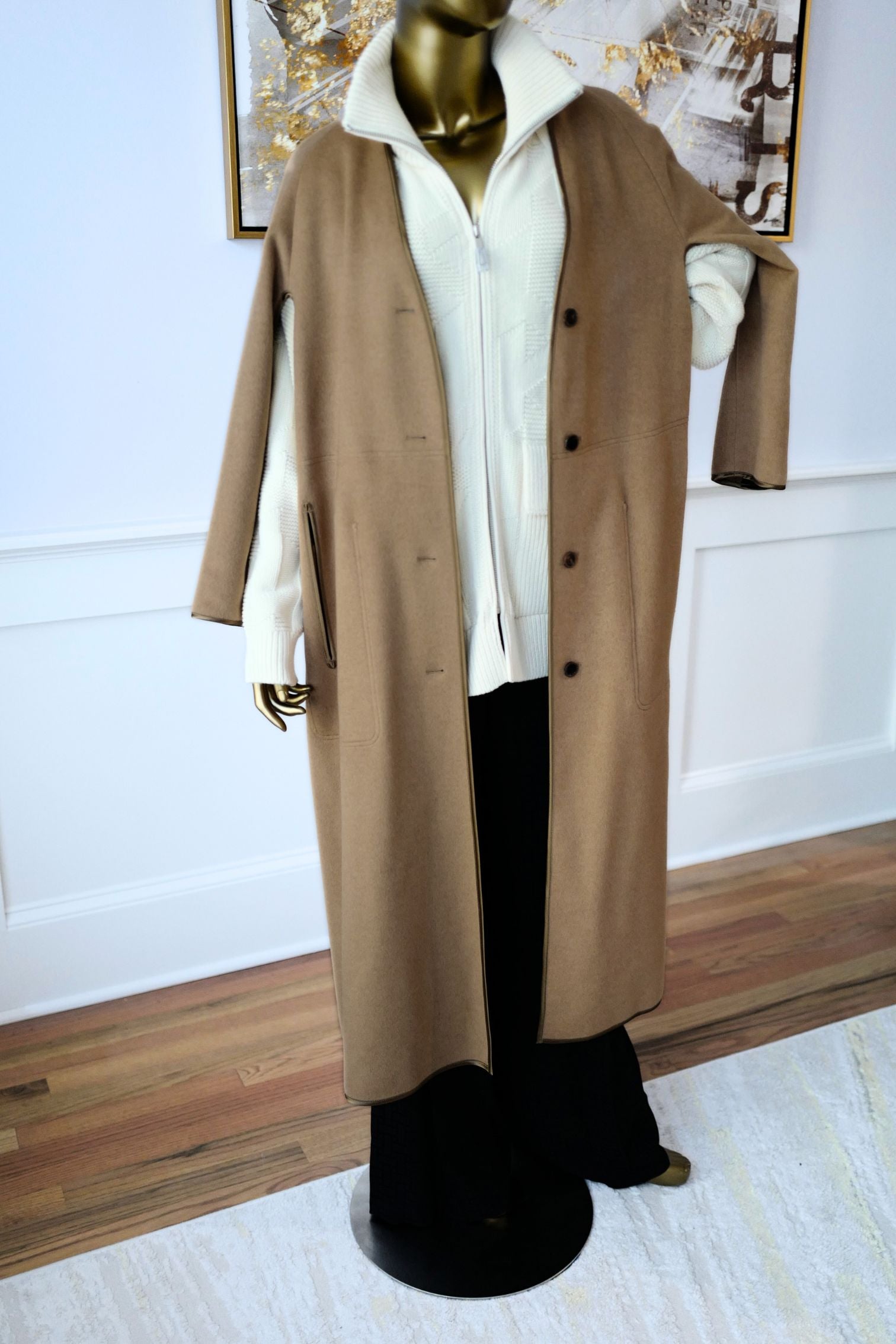 Hermès Women’s Overcoat Size 34 Beige Camel Hair Coat