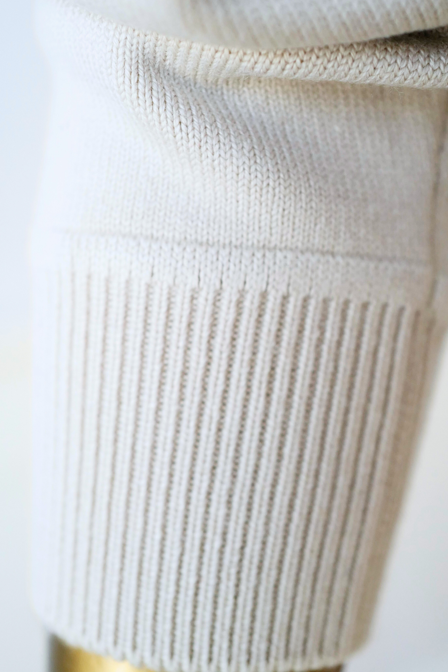 Hermès Sweater with Ferronnerie Button Details Jewel Knit Mock Neck Size 36 Beige Sable