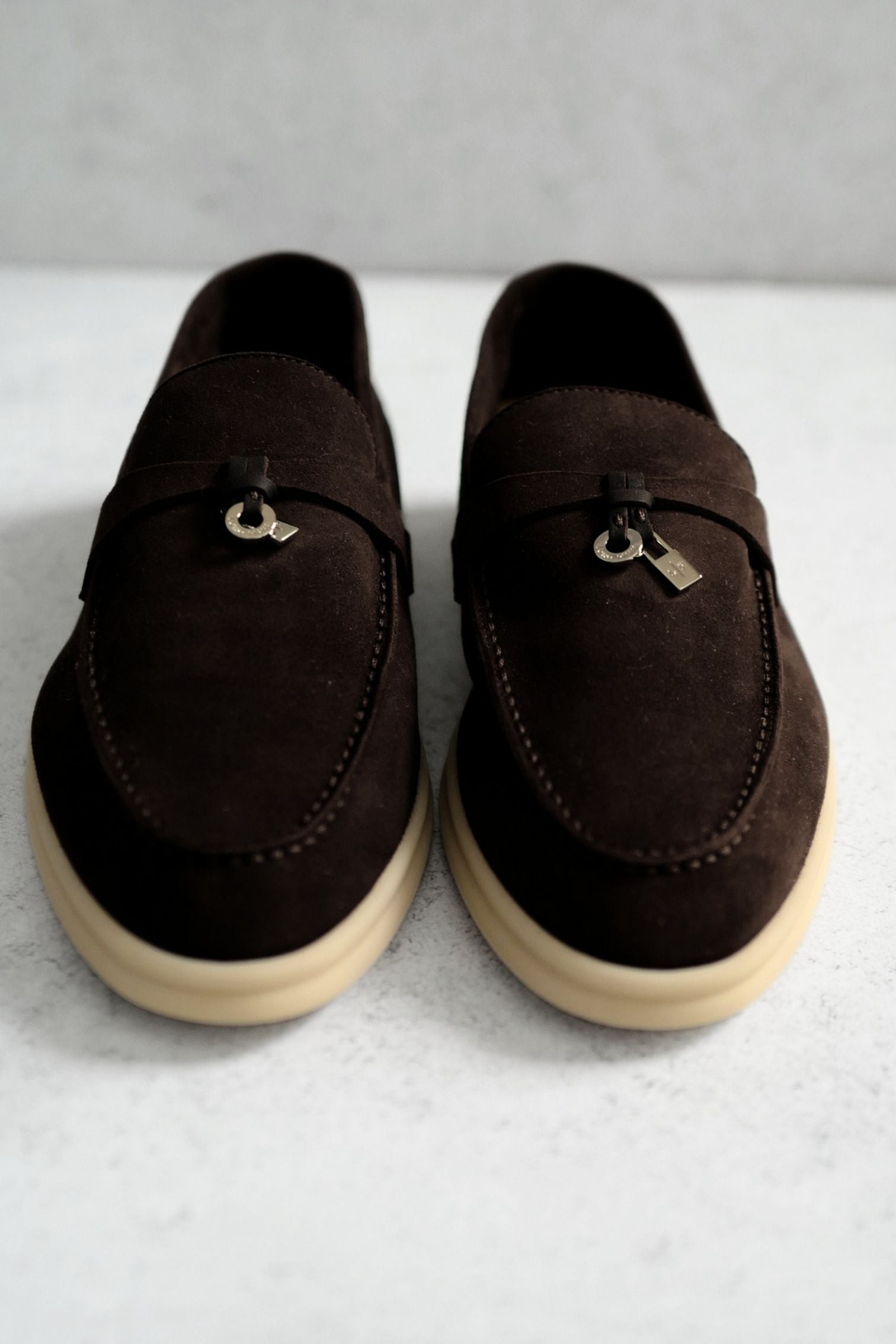 Loro Piana Summer Charms Walk Loafer Chocolate Suede Calfskin Size 37
