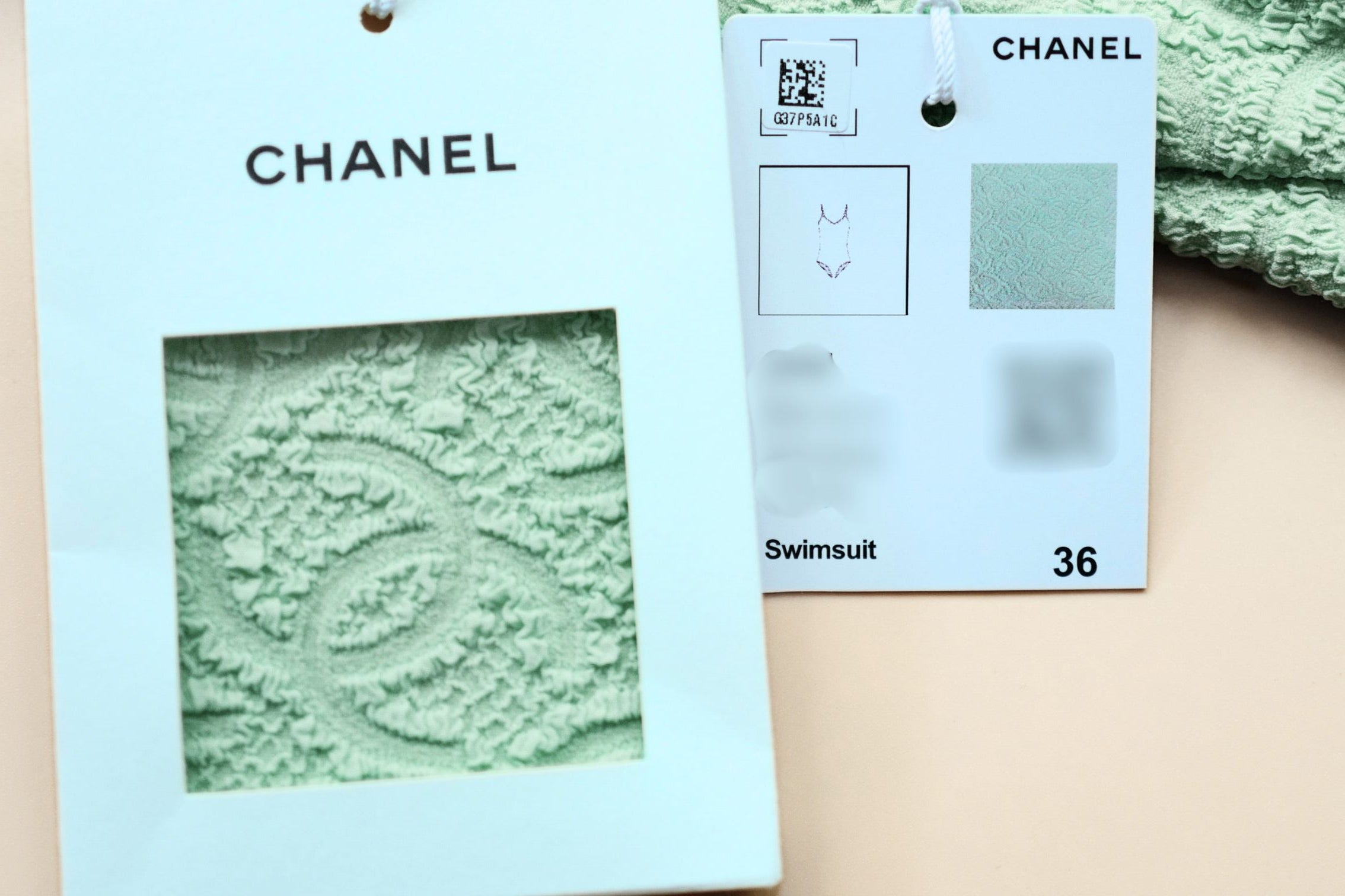 Chanel 26M Coco Beach Swimsuit Vert Stretch Jersey Size 36