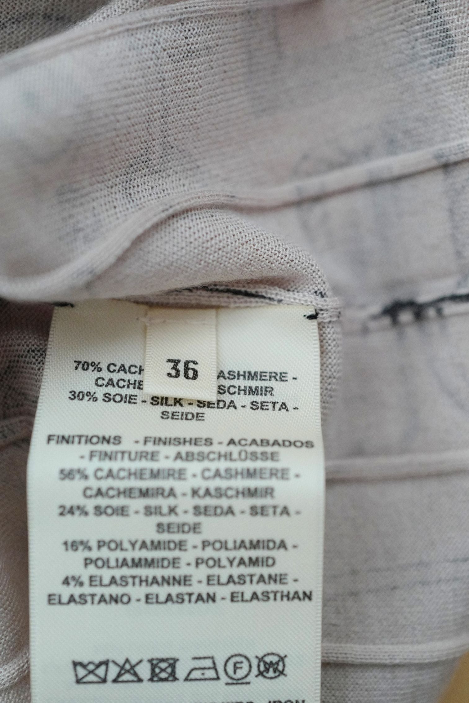 Hermès Short Sleeve Sweater "Cahier du Colporteur" Beige Cashmere Silk Size 36
