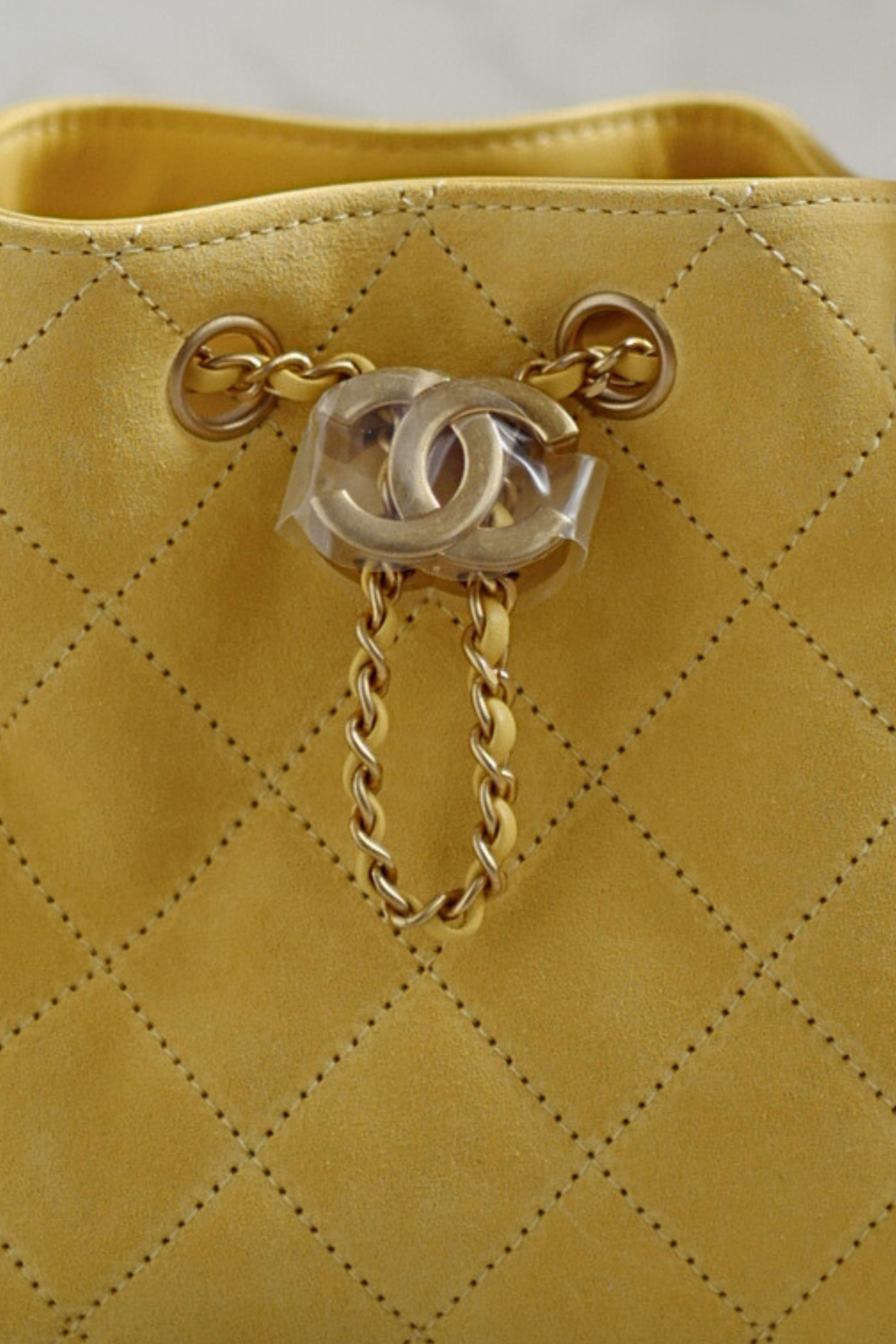 NEW Chanel 26C Mini Hobo Shoulder Bag in Yellow Suede with Gold Hardware