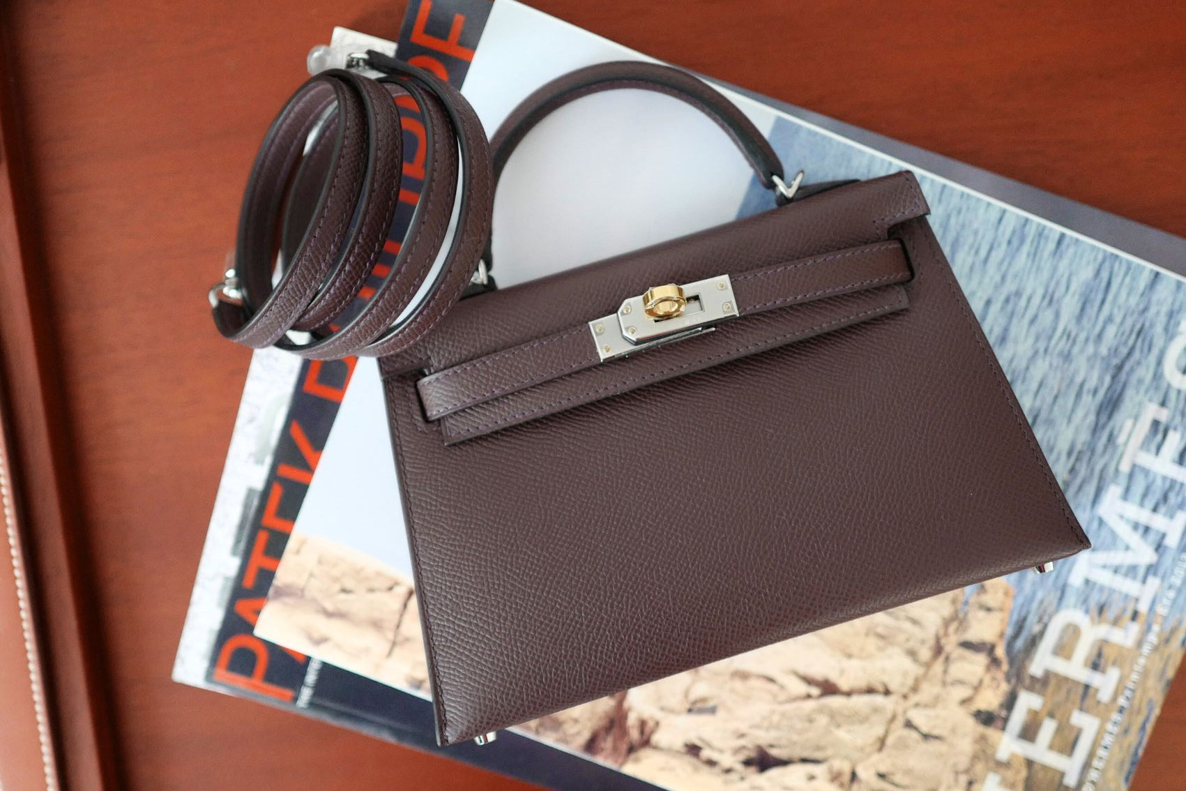 NEW Hermès Kelly 20 Rouge Sellier Epsom Leather Electrum Hardware K Stamp