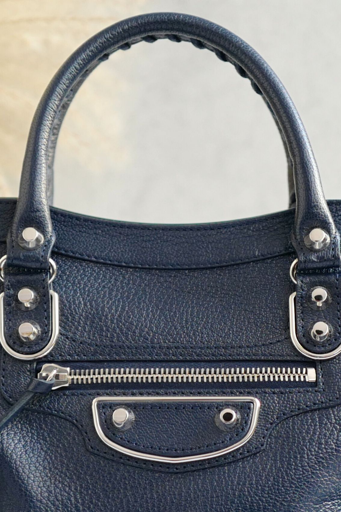Balenciaga city small in Navy Silver Hardware
