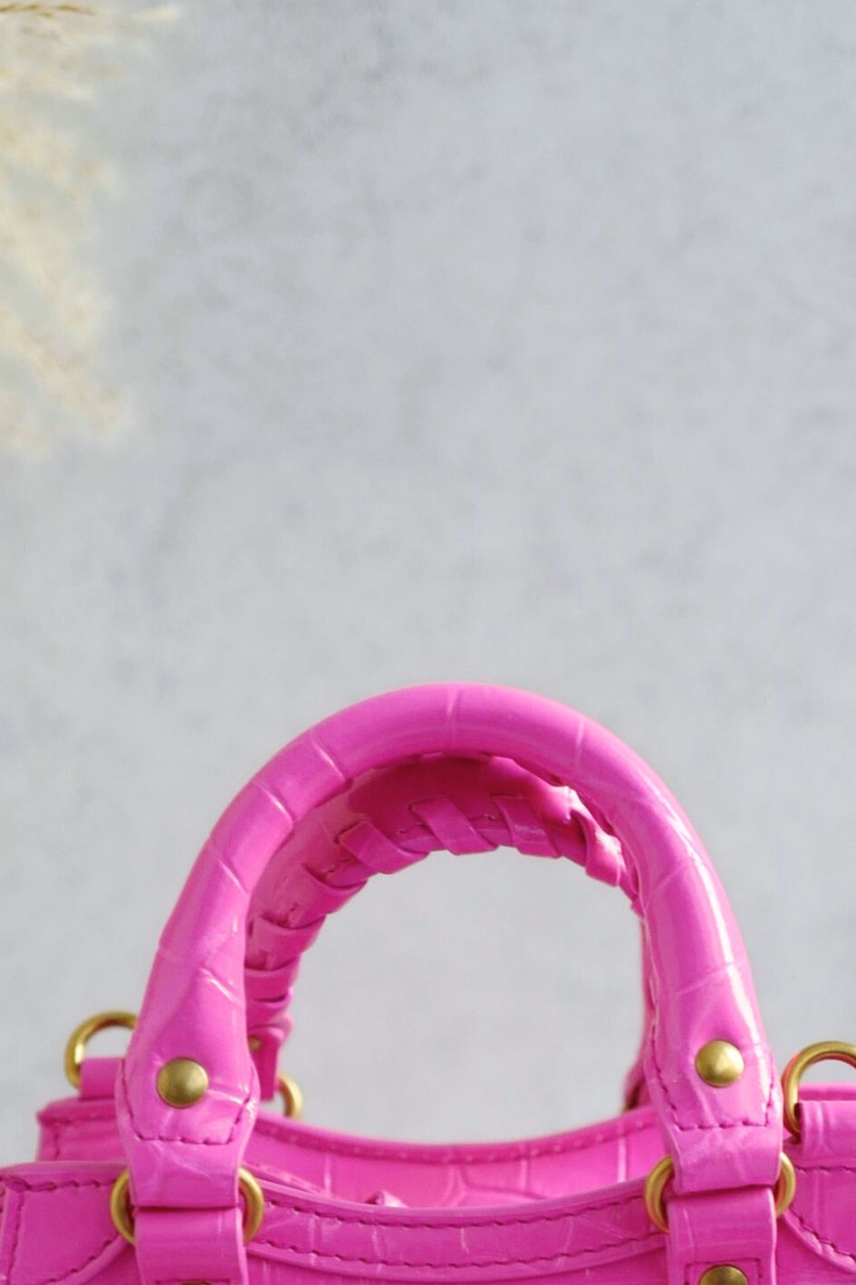 Balenciaga Neo Classic Nano Size In Bright Pink Croco Leather