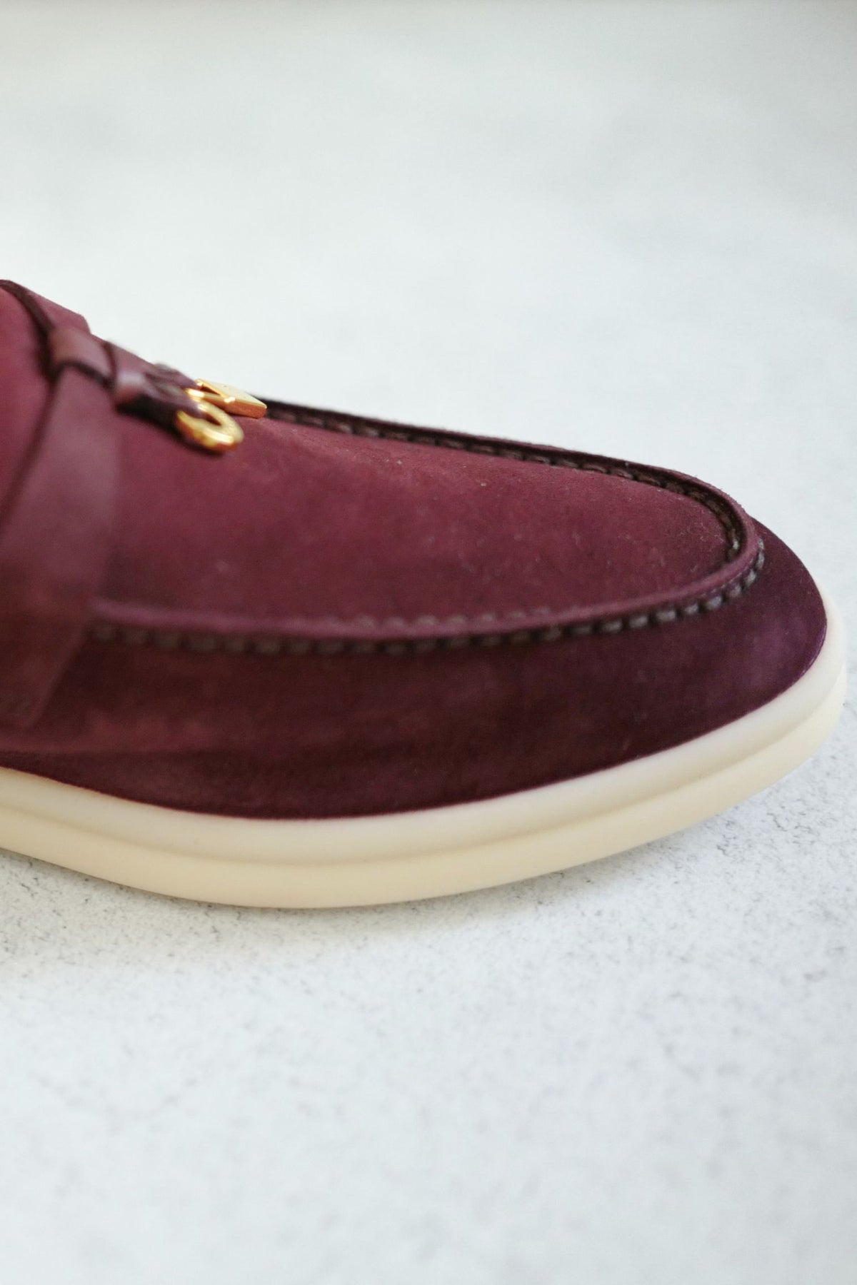 BNIB Loro Piana Summer Charms Walk Loafer Burgundy Suede Calfskin Size 37.5