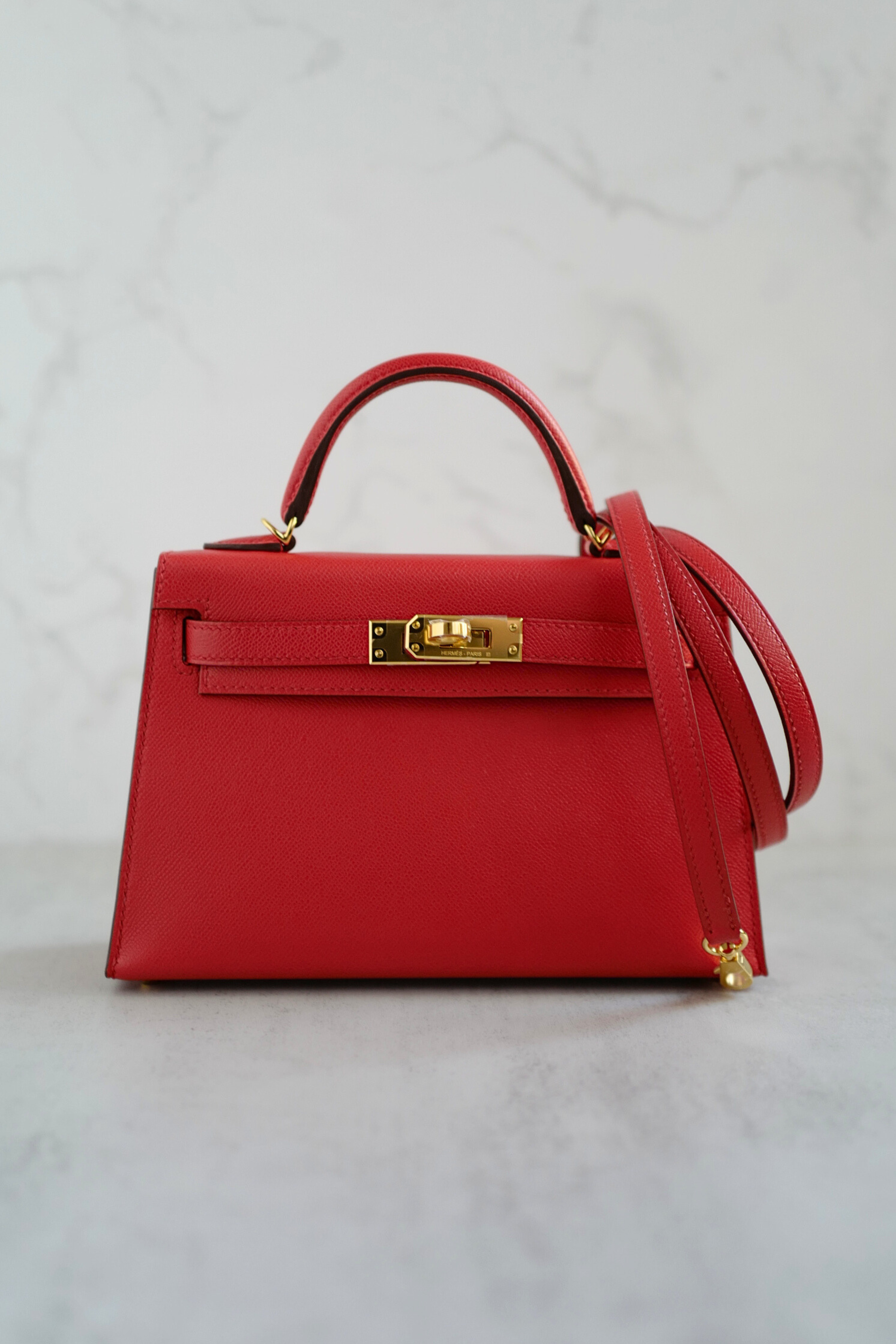Hermès Mini Kelly Rouge De Coeur Madame Leather Gold Hardware Stamp K