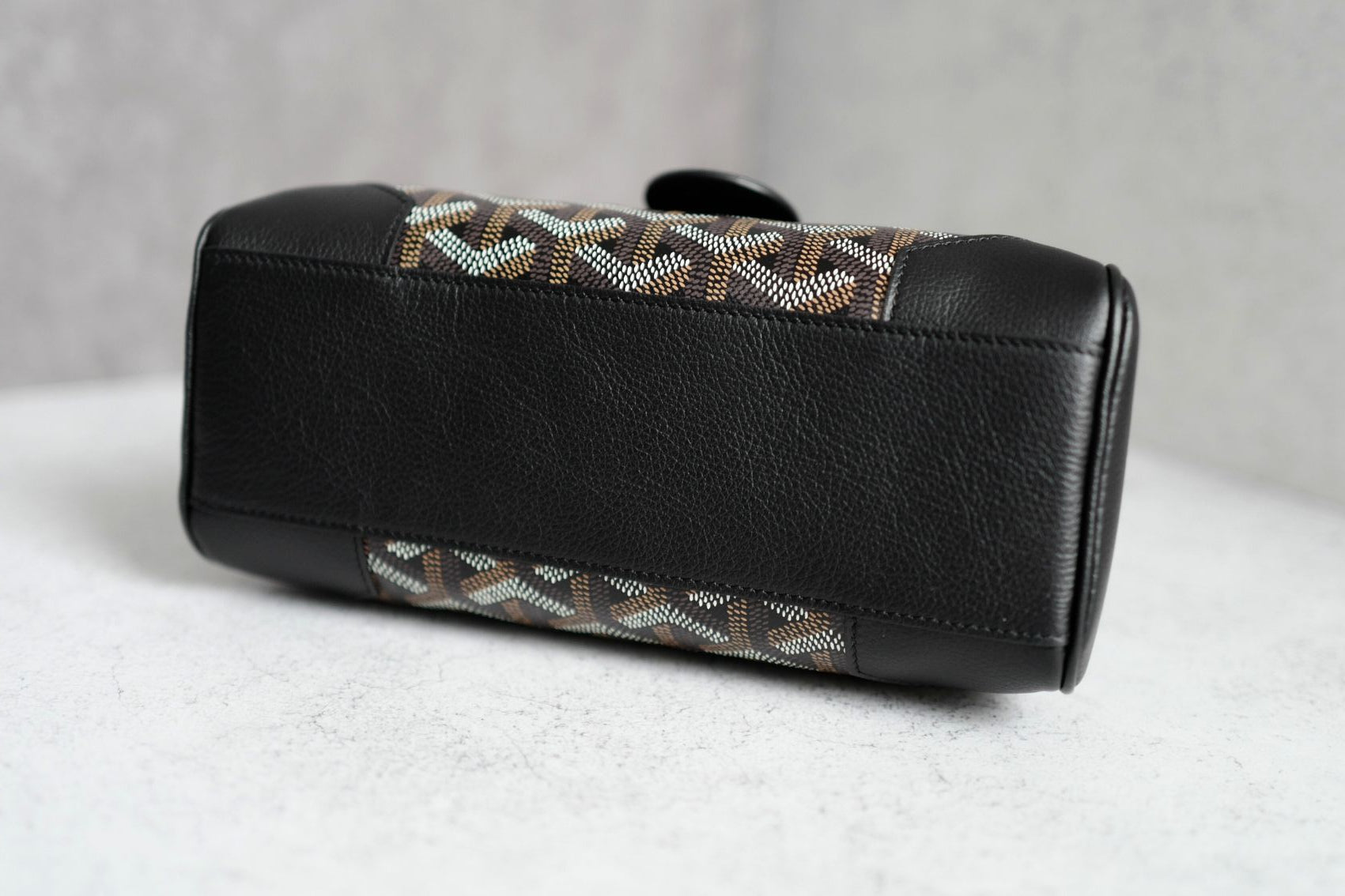 NEW Goyard Saigon Souple Mini Bag in Black Palladium HW with Beech Handle