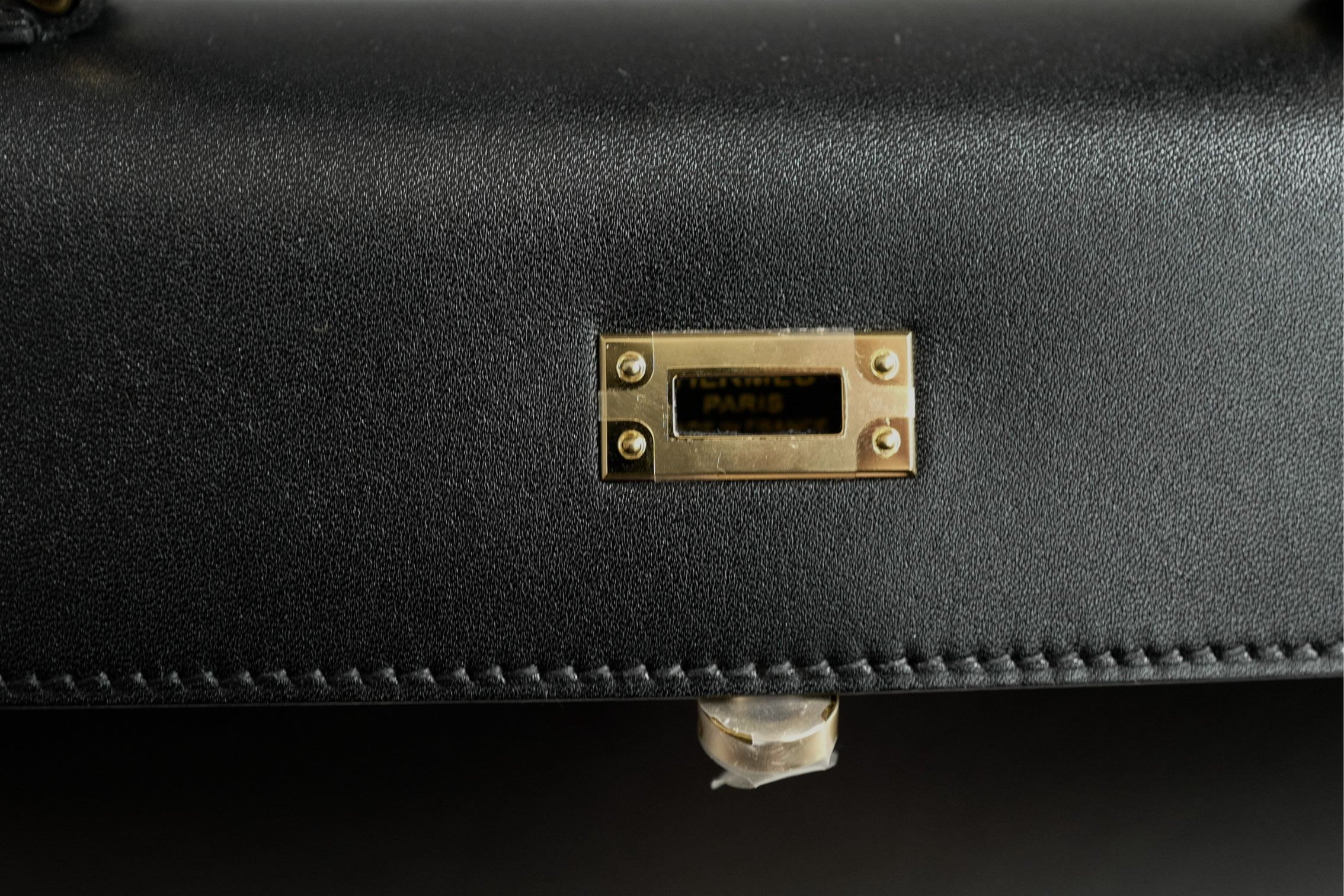 Hermes Kelly 25 Black Tadelakh Sellier Gold HW Complete Original Receipt NEW