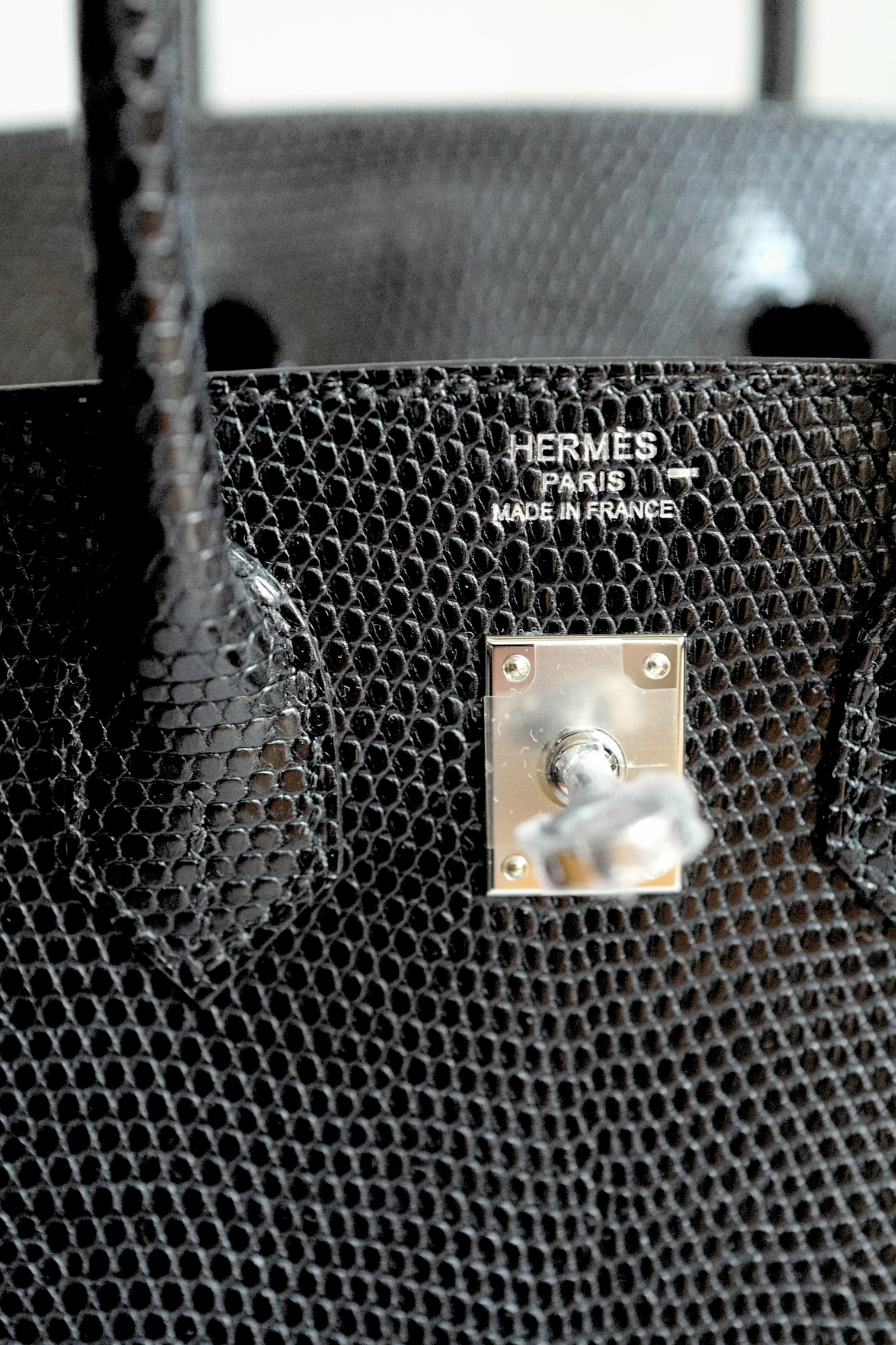 Hermès Birkin 25 Black Lizard Lisse with Palladium Hardware K