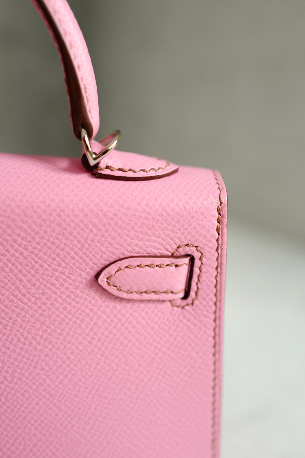 Hermes Mini Kelly 5P Bubblegum Pink Epsom Leather Palladium Hardware