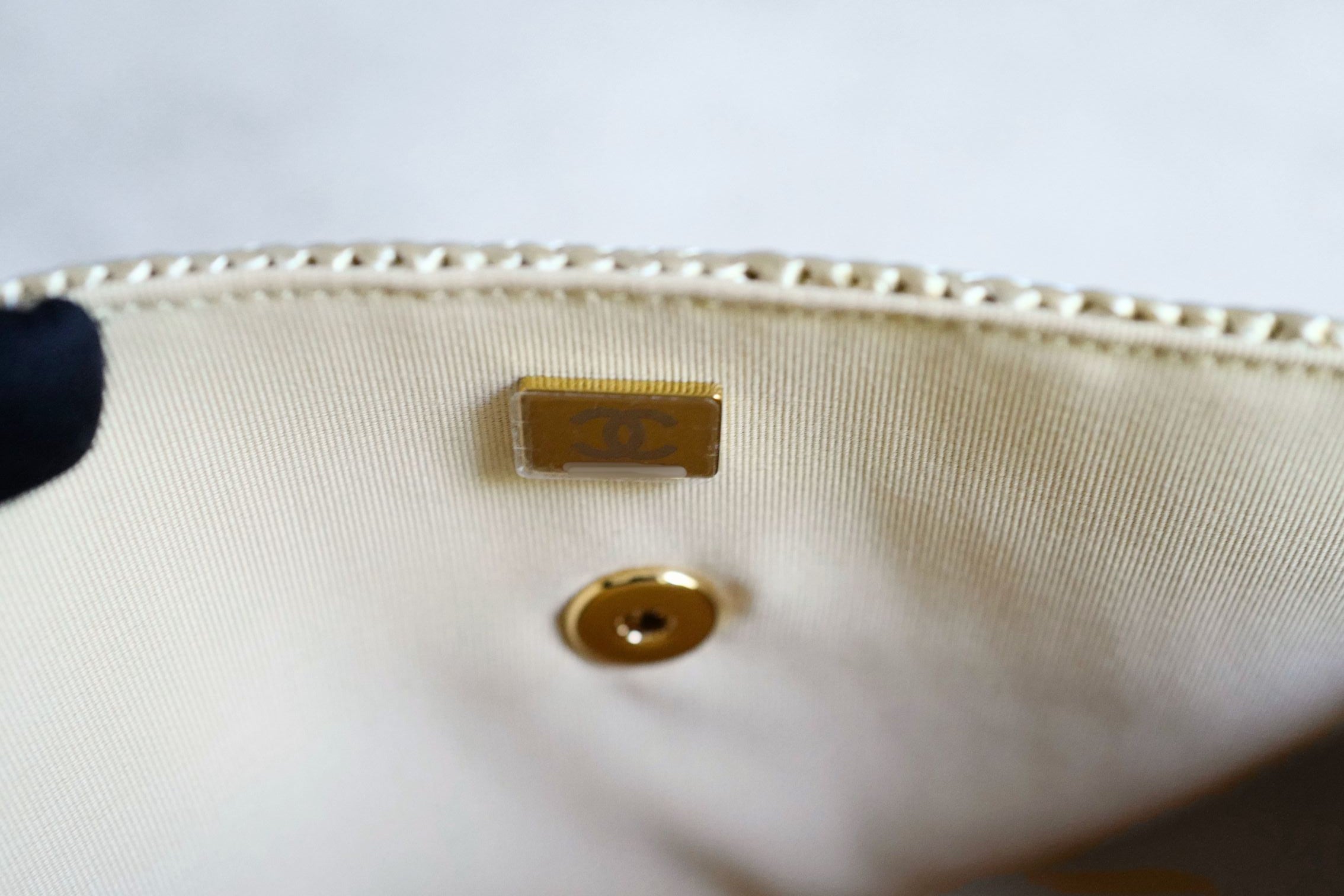 Chanel 26M Coco Beach Small Flap Bag Cream Braided Raffia Gold Hardware