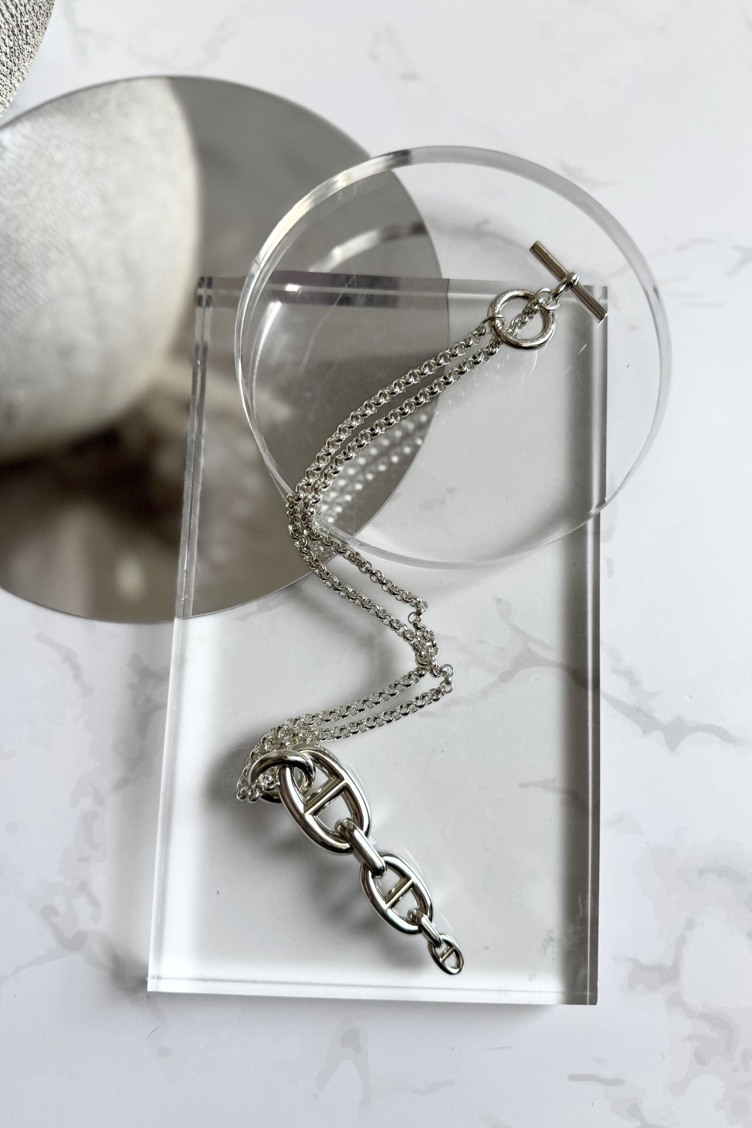 Hermes Chaine d'ancre  Necklace Silver Enchainee pendant