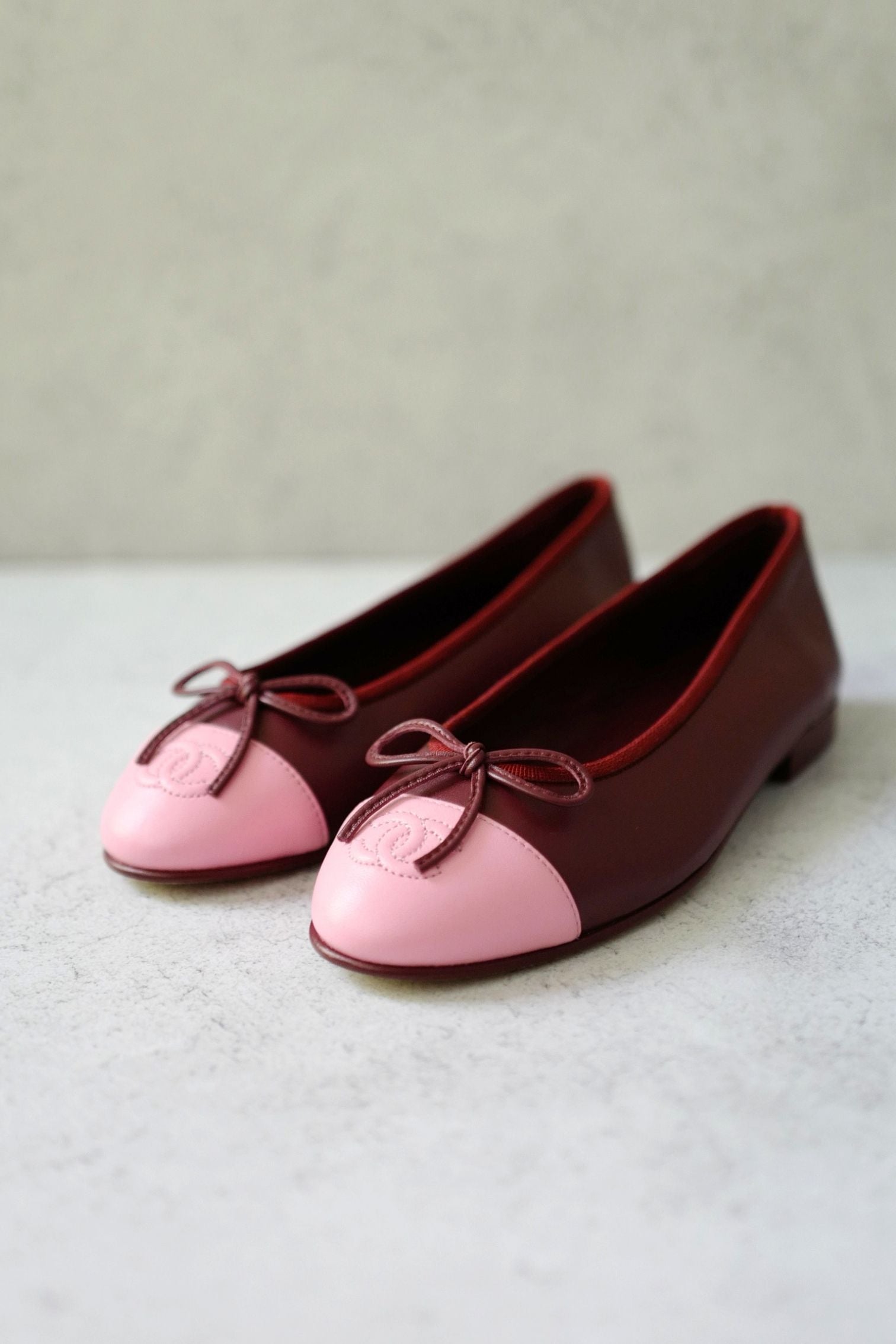 Chanel 26S Matthieu Blazy's Ballet Flats Burgundy Pink Lambskin Size 36C