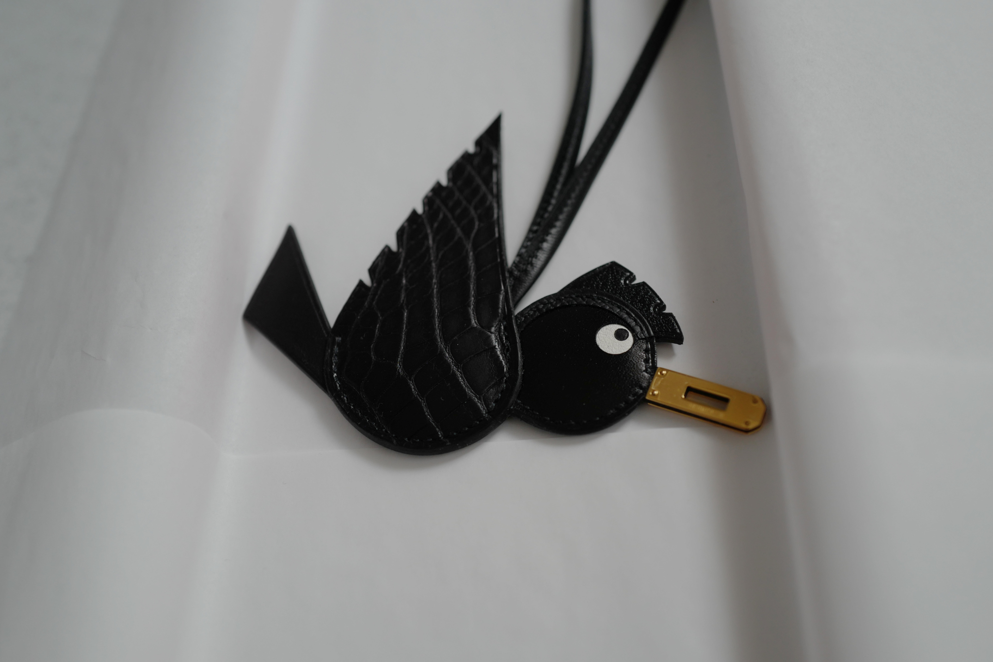 Hermès Birdy Charm Black Matte Alligator Epsom Calfskin Gold Hardware
