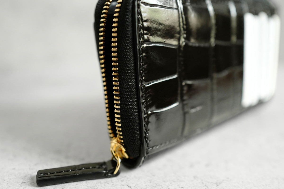 Chanel 26K Matthieu Blazy's Card Holder Croc Embossed Black Calfskin GHW