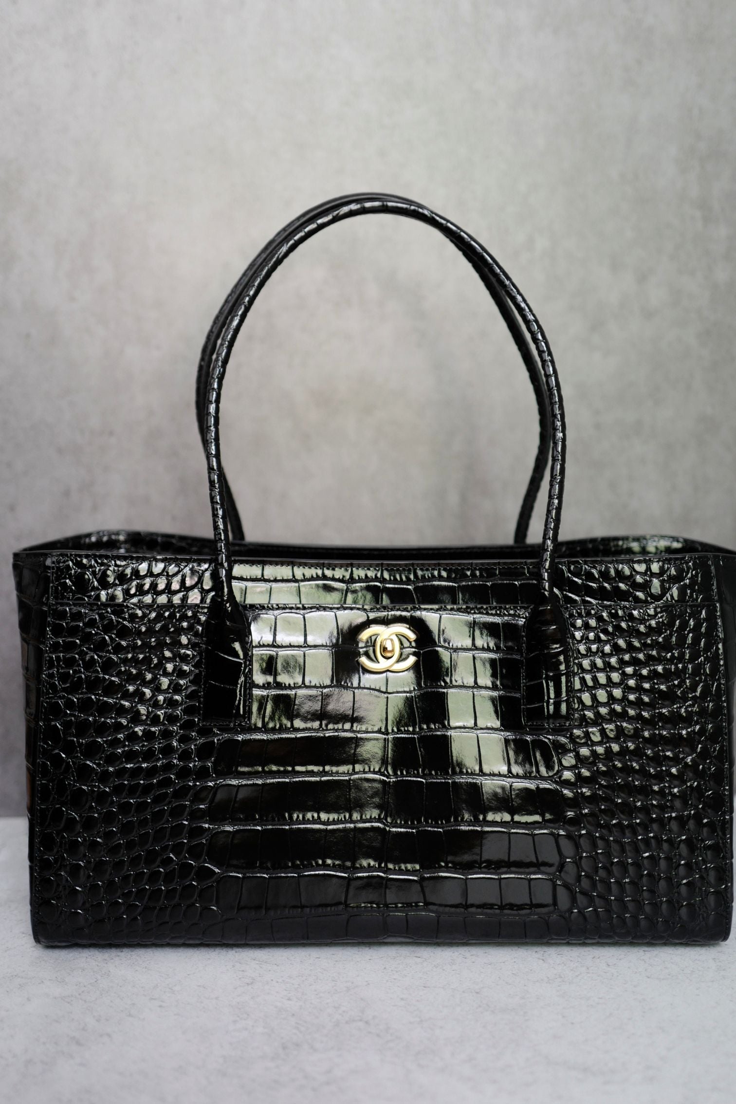 Chanel 26S Matthieu Blazy's Small Tote Black Crocodile Embossed Calfskin GHW